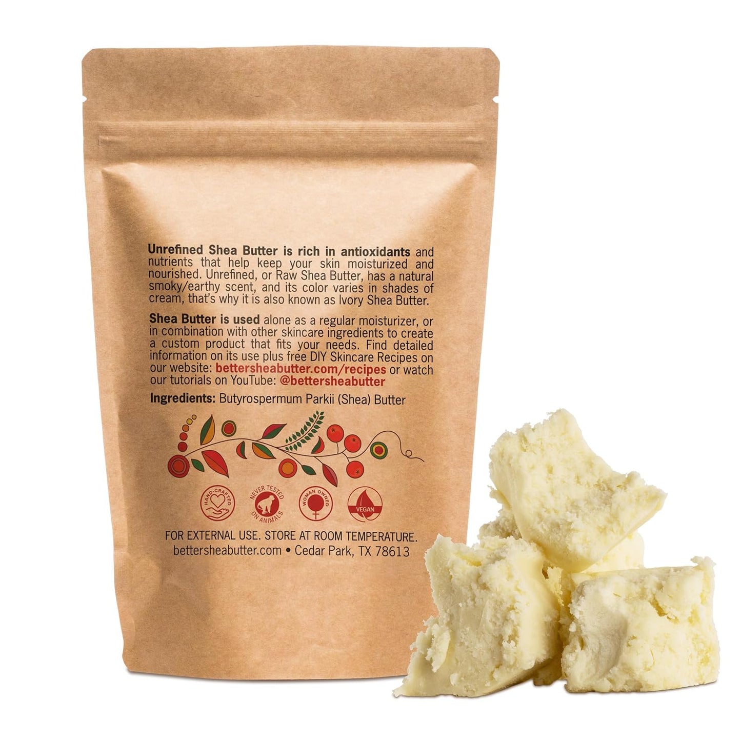 100% Pure African Raw Shea Butter - Unrefined Moisturizer for Hair & Body, Perfect for Dry Skin, DIY Lip Balm, Body Butter, Lotion & Soap