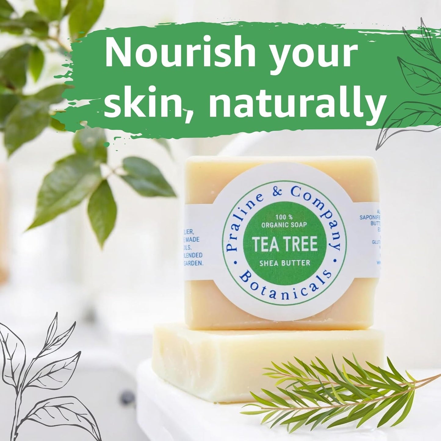 Revitalize Your Skin with Luxurious Organic Handmade Tea Tree Bath & Hand Soap - Gentle Foam for Oily Skin - 100% Pure Ingredients - 4Oz/110Gr