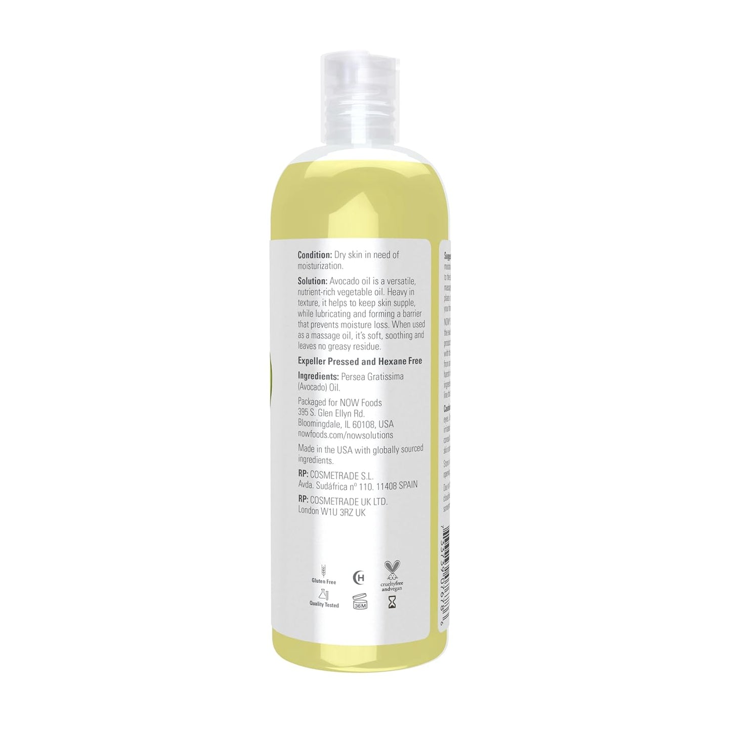 NOW Foods Avocado Oil - 100% Pure Moisturizing & Hydrating Oil, 16 oz - Nutrient-Rich Skincare Essential