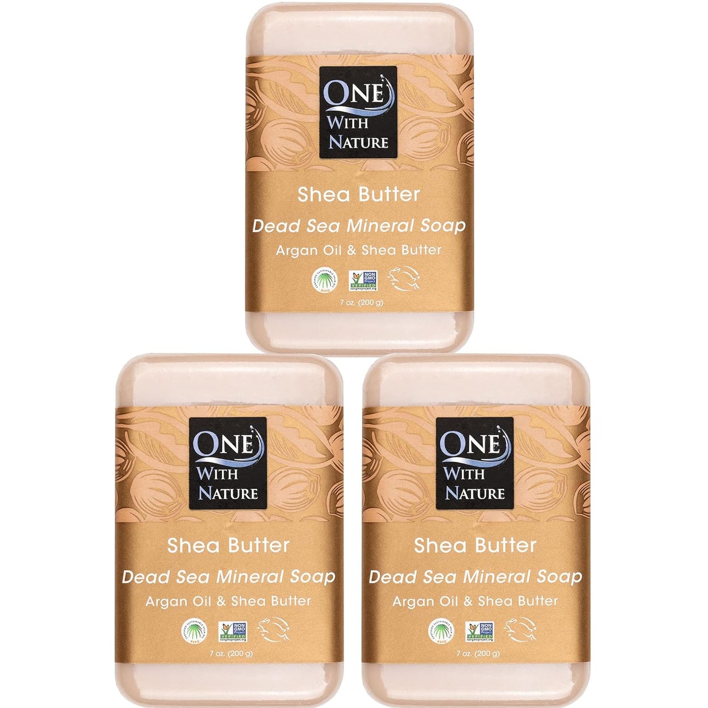Revitalize Your Skin with One with Nature Dead Sea Salt Lemon Sage Soap 3-Pack - 4oz Each, Enriched with 21 Essential Minerals for Eczema Relief, Plant-Based Formula!