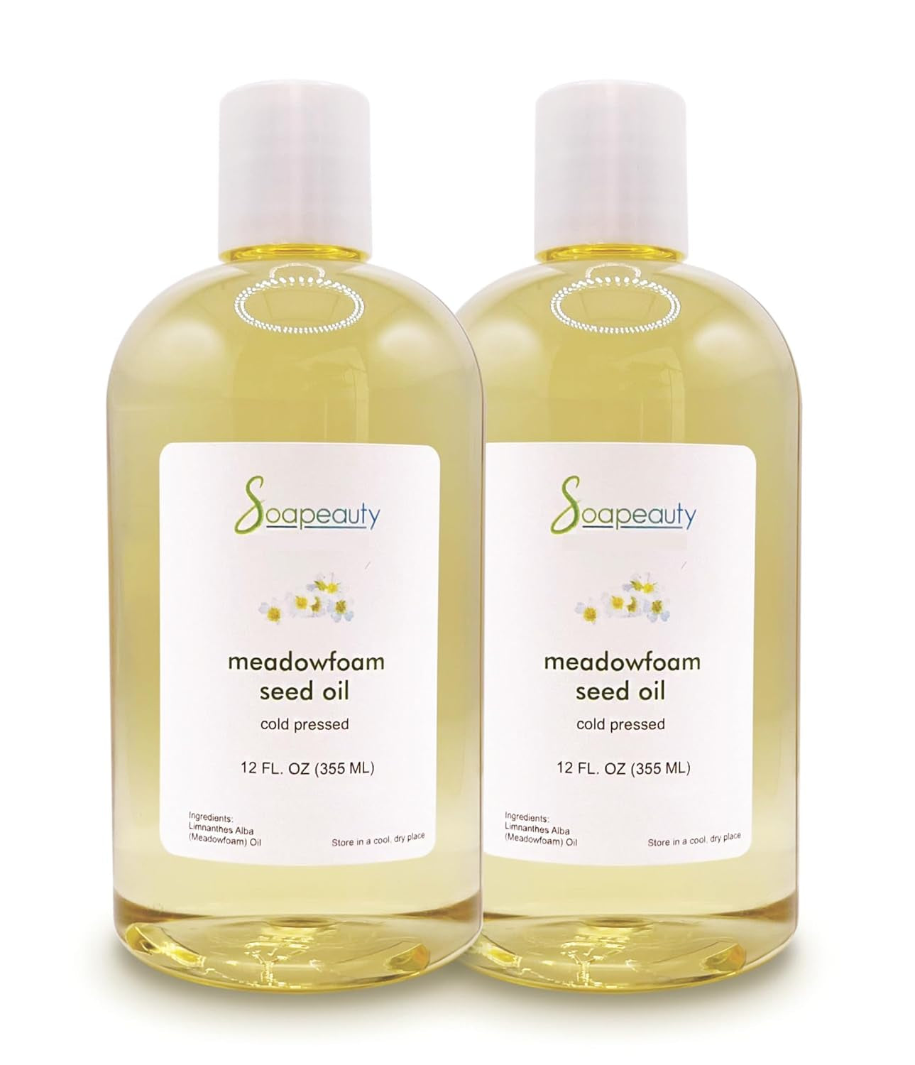 Soapeauty 100% Pure Meadowfoam Seed Oil - Cold Pressed Unrefined Moisturizer for Face & Hair, Promotes Hair Growth - 16 Fl Oz