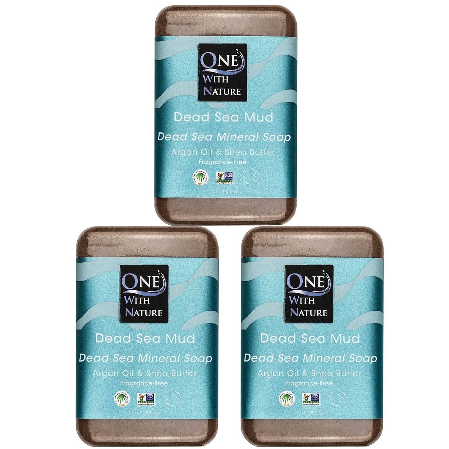 Revitalize Your Skin with One with Nature Dead Sea Salt Lemon Sage Soap 3-Pack - 4oz Each, Enriched with 21 Essential Minerals for Eczema Relief, Plant-Based Formula!