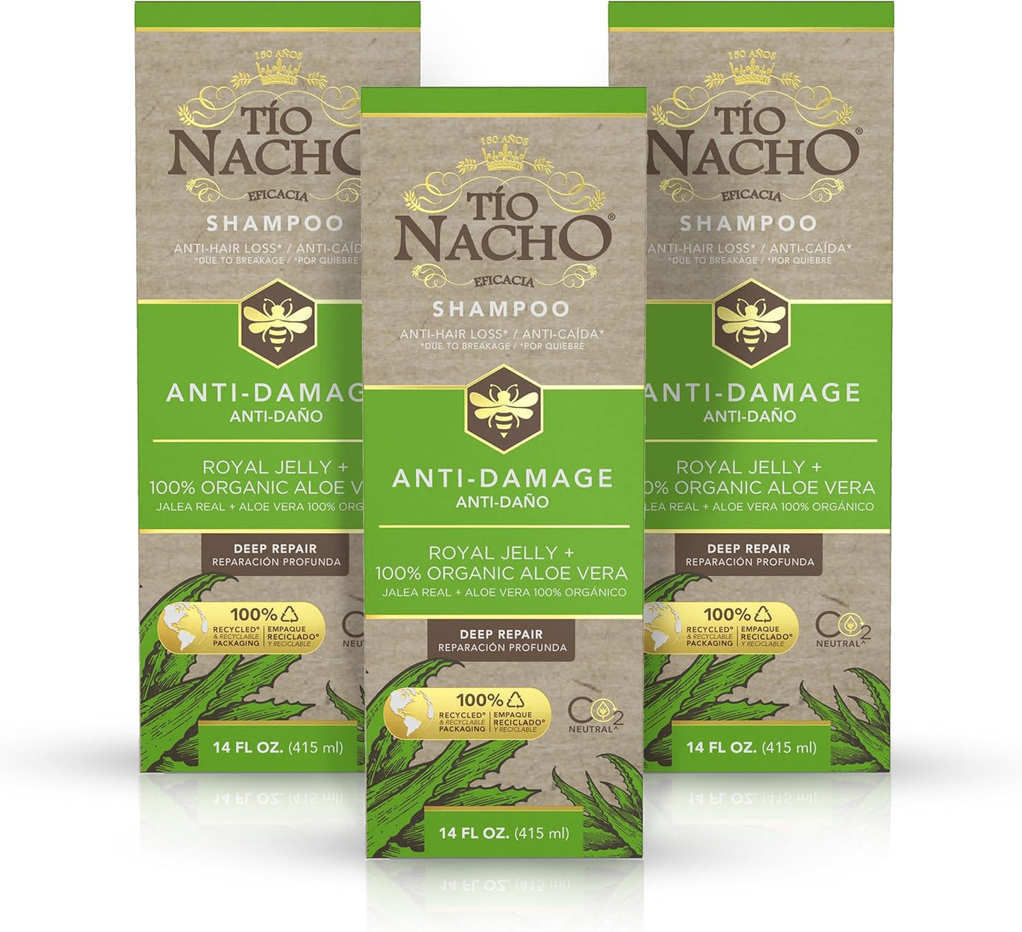 Tio Nacho Aloe Vera Deep Repair Shampoo - Organic Aloe Vera & Royal Jelly for Ultimate Hair Repair, Strength, and Shine - Paraben, Salt & Silicone-Free - 14 Oz