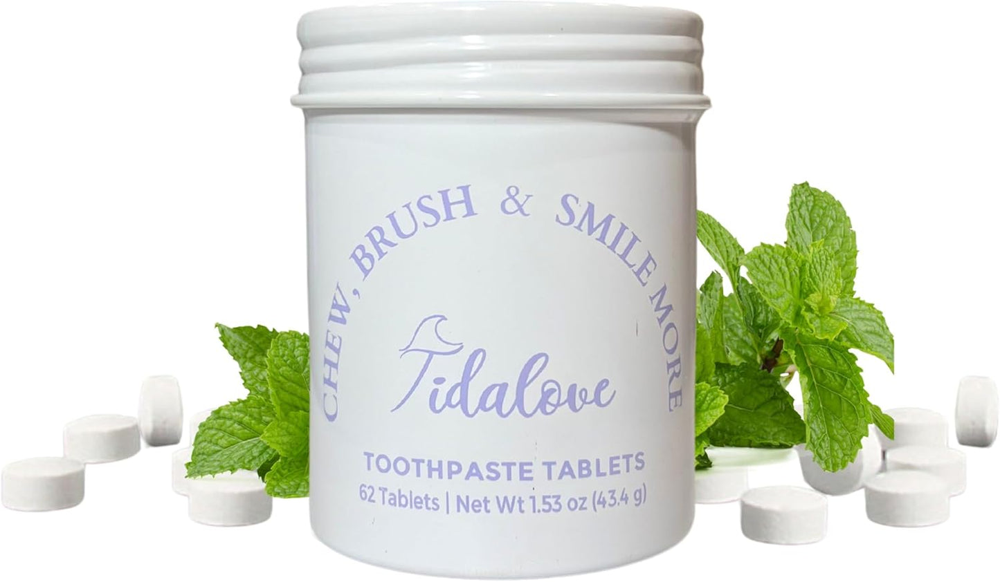 Smile More Toothpaste Tablets - Vegan, Fluoride-Enriched, Enamel Strengthening, Zero Waste, Cool Mint Flavor, 248 Tablets for 4-Month Supply, Travel-Friendly Paper Refill