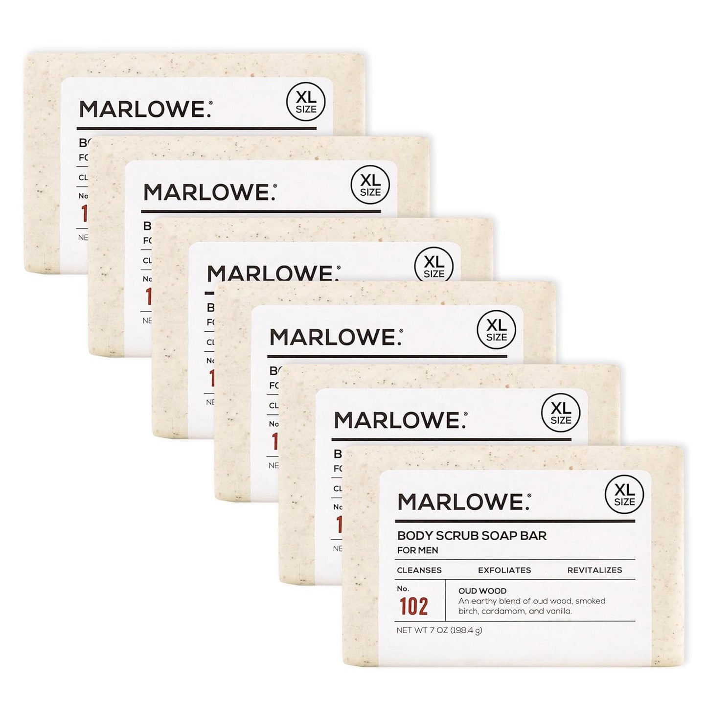 Revitalize Your Skin with No. 102 Oud Wood Body Scrub Soap - 3 Exfoliating Bars with Shea Butter, Olive Oil & Green Tea Extracts, Earthy & Smoky Scent