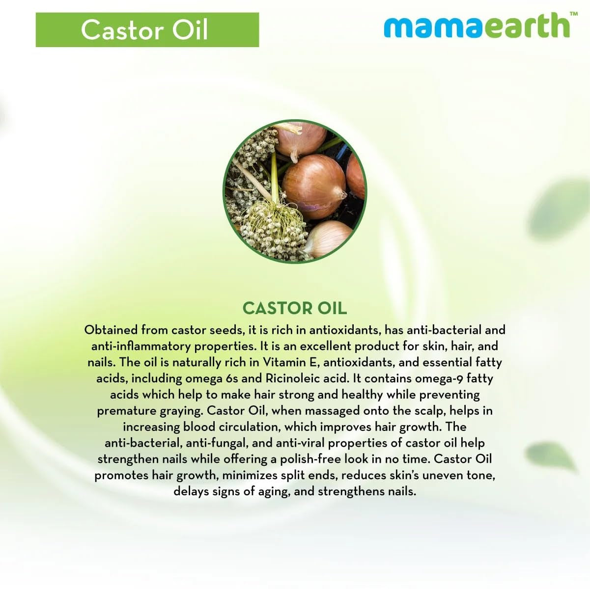 Mamaearth Cold Pressed Castor Oil for Eyebrow & Eyelash Growth | Organic Hair Growth Oil for Radiant Skin & Strong Nails | 5.07 Fl Oz (150ml)