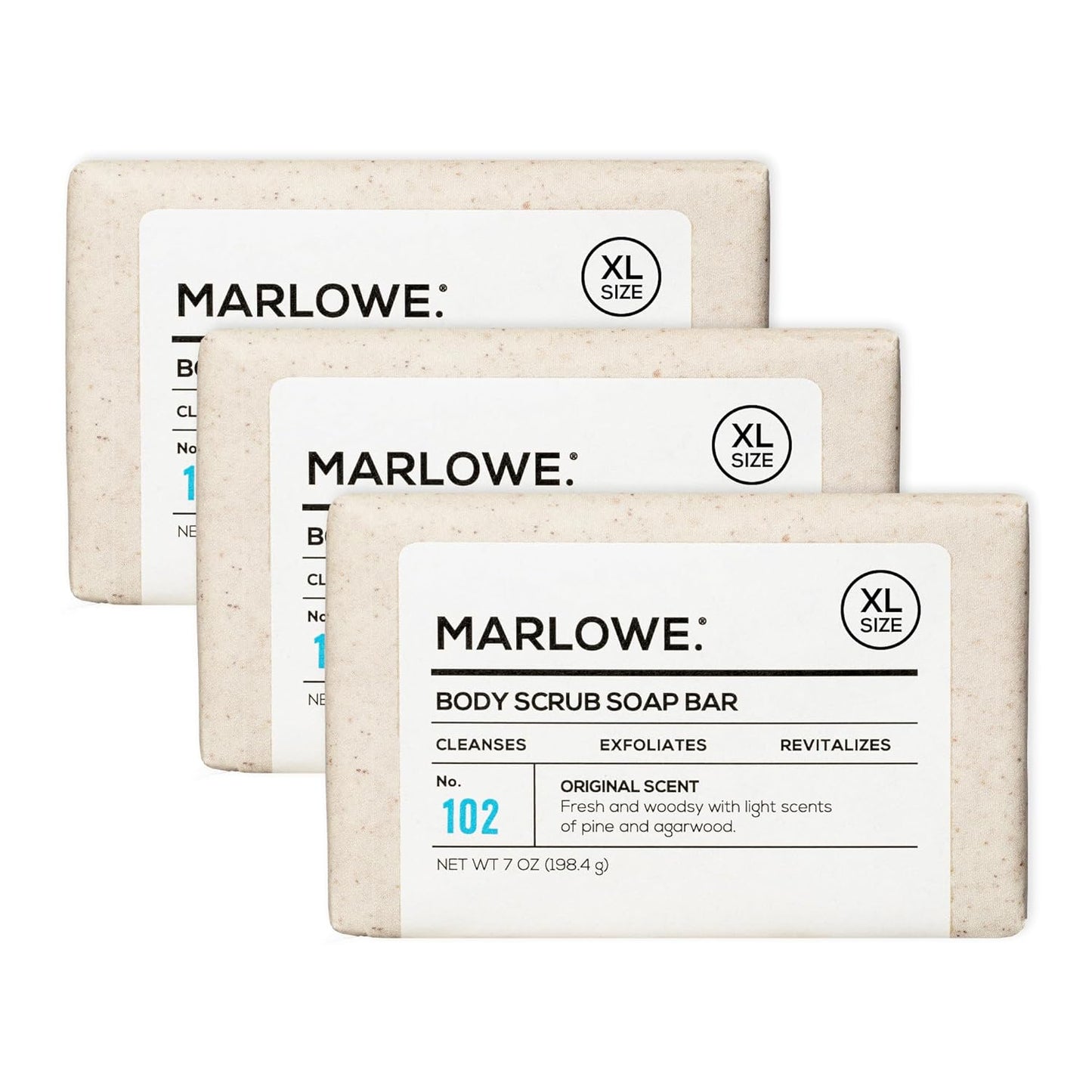 Revitalize Your Skin with No. 102 Oud Wood Body Scrub Soap - 3 Exfoliating Bars with Shea Butter, Olive Oil & Green Tea Extracts, Earthy & Smoky Scent