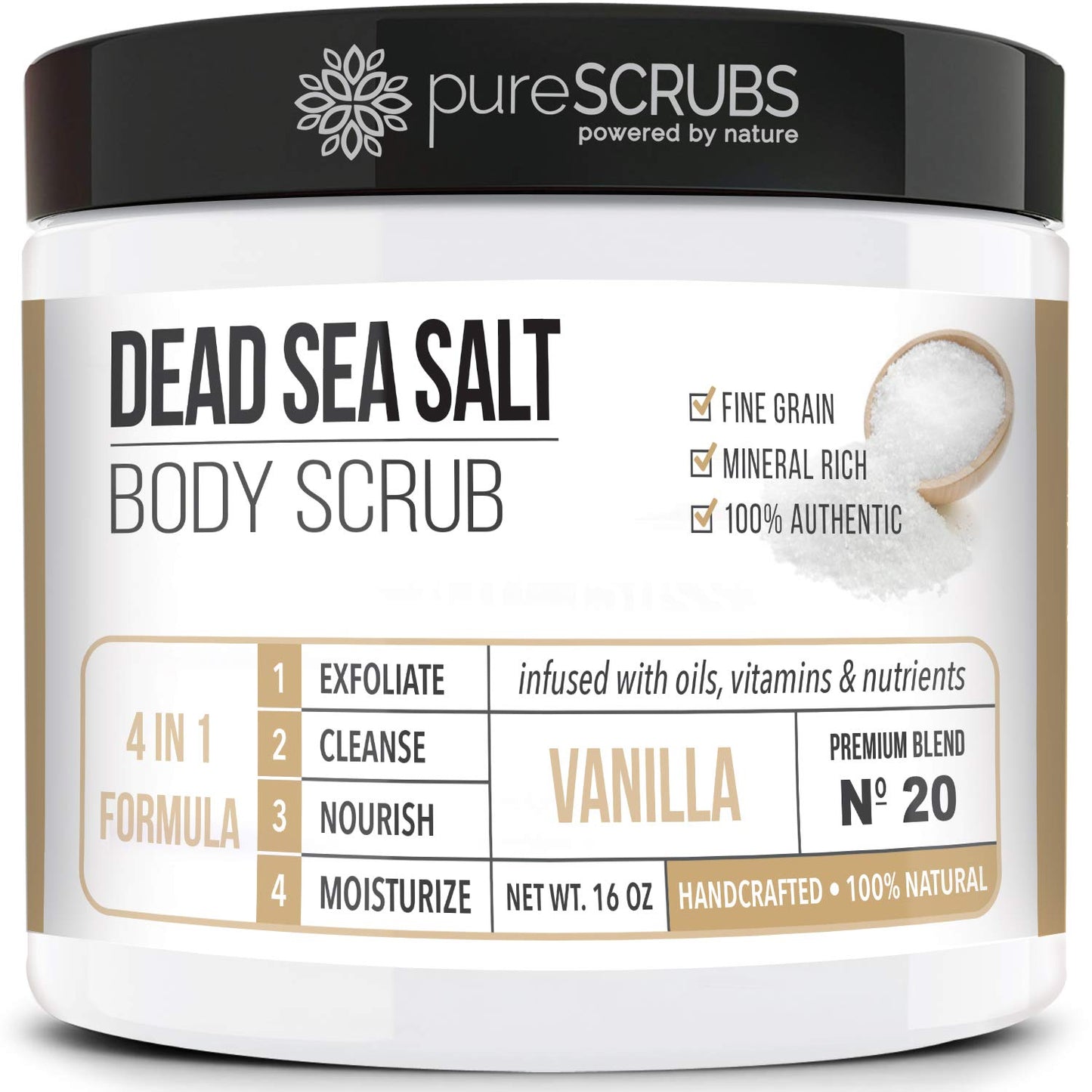 Indulge in Purescrubs Premium Coconut Body Scrub Set - 16oz Dead Sea Salt Scrub with Essential Oils, Includes Wooden Spoon, Loofah & Exfoliating Oatmeal Soap