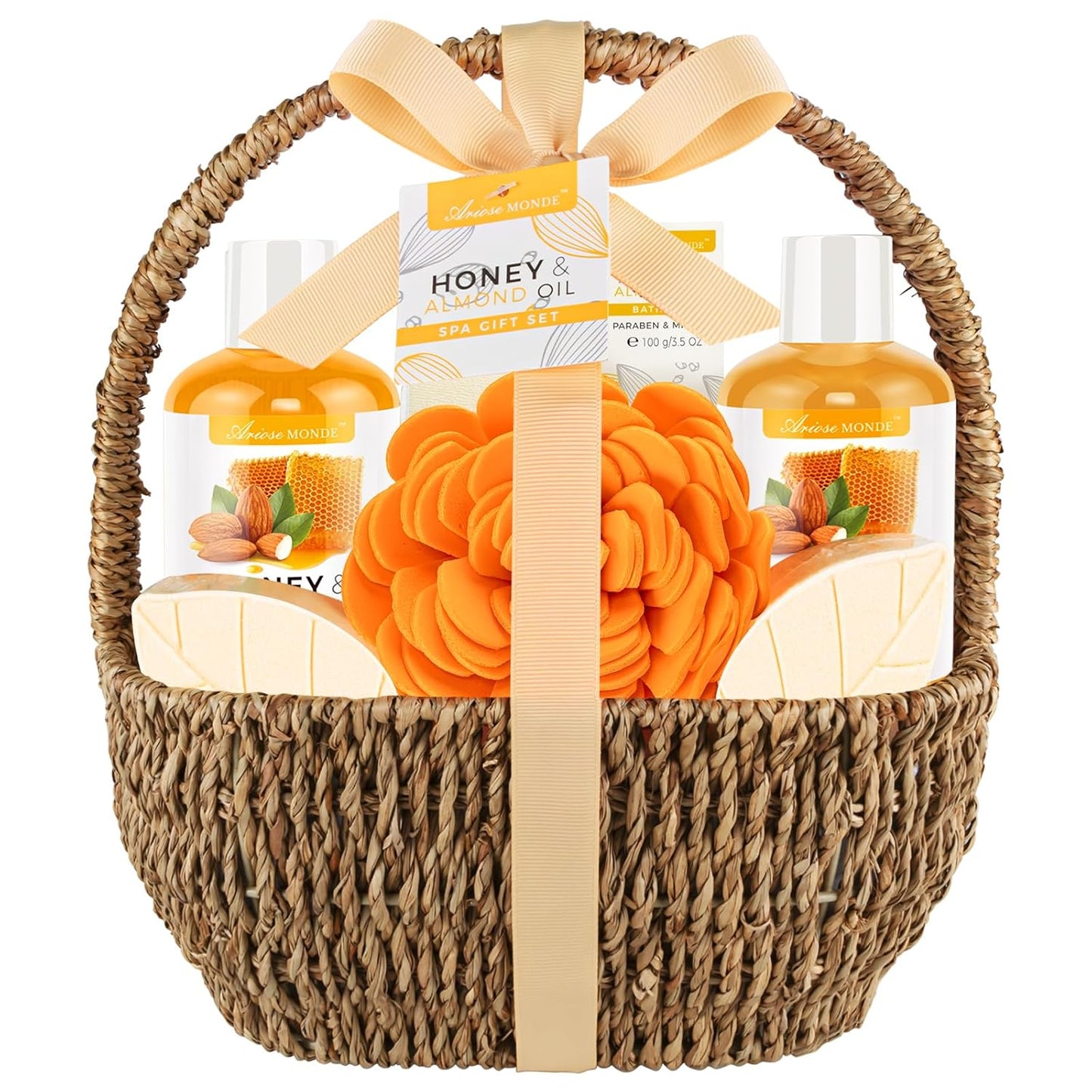 Indulge in Relaxation: 8-Piece Honey Almond Spa Gift Basket for Women - Perfect Birthday, Christmas, or Thank You Gift!