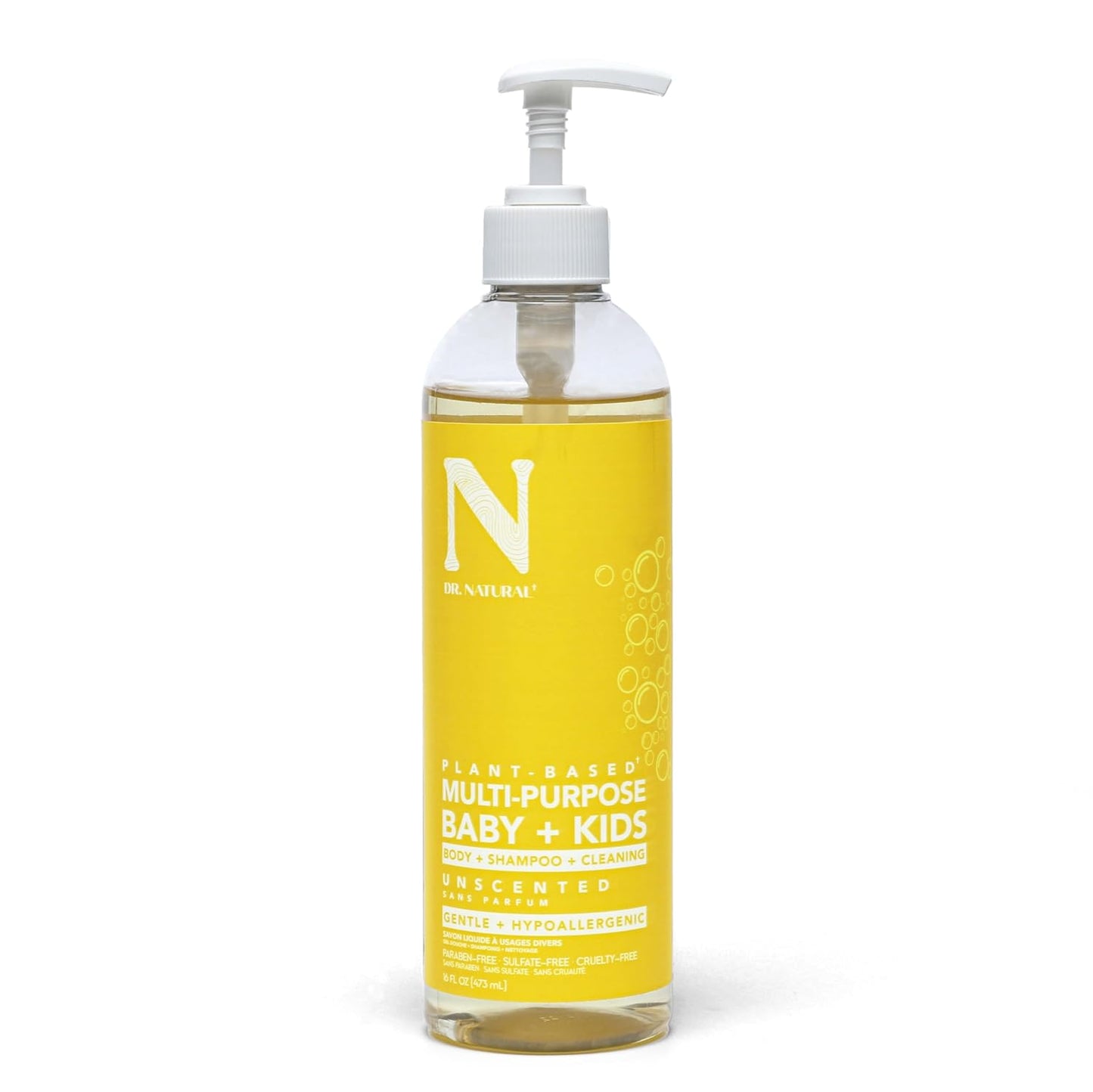 Dr. Natural Almond Multi-Purpose Baby & Kids Soap - 16 Oz - Plant-Based, Hypoallergenic, Sulfate-Free & Cruelty-Free with Shea Butter - Body Wash, Face Wash, Hand Soap