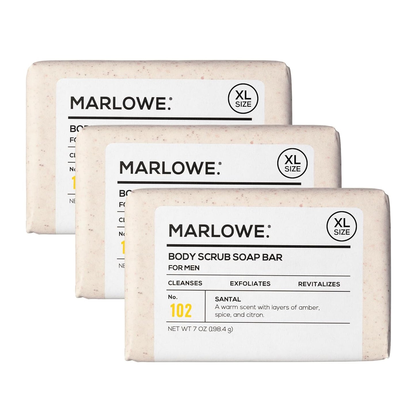 Revitalize Your Skin with No. 102 Oud Wood Body Scrub Soap - 3 Exfoliating Bars with Shea Butter, Olive Oil & Green Tea Extracts, Earthy & Smoky Scent
