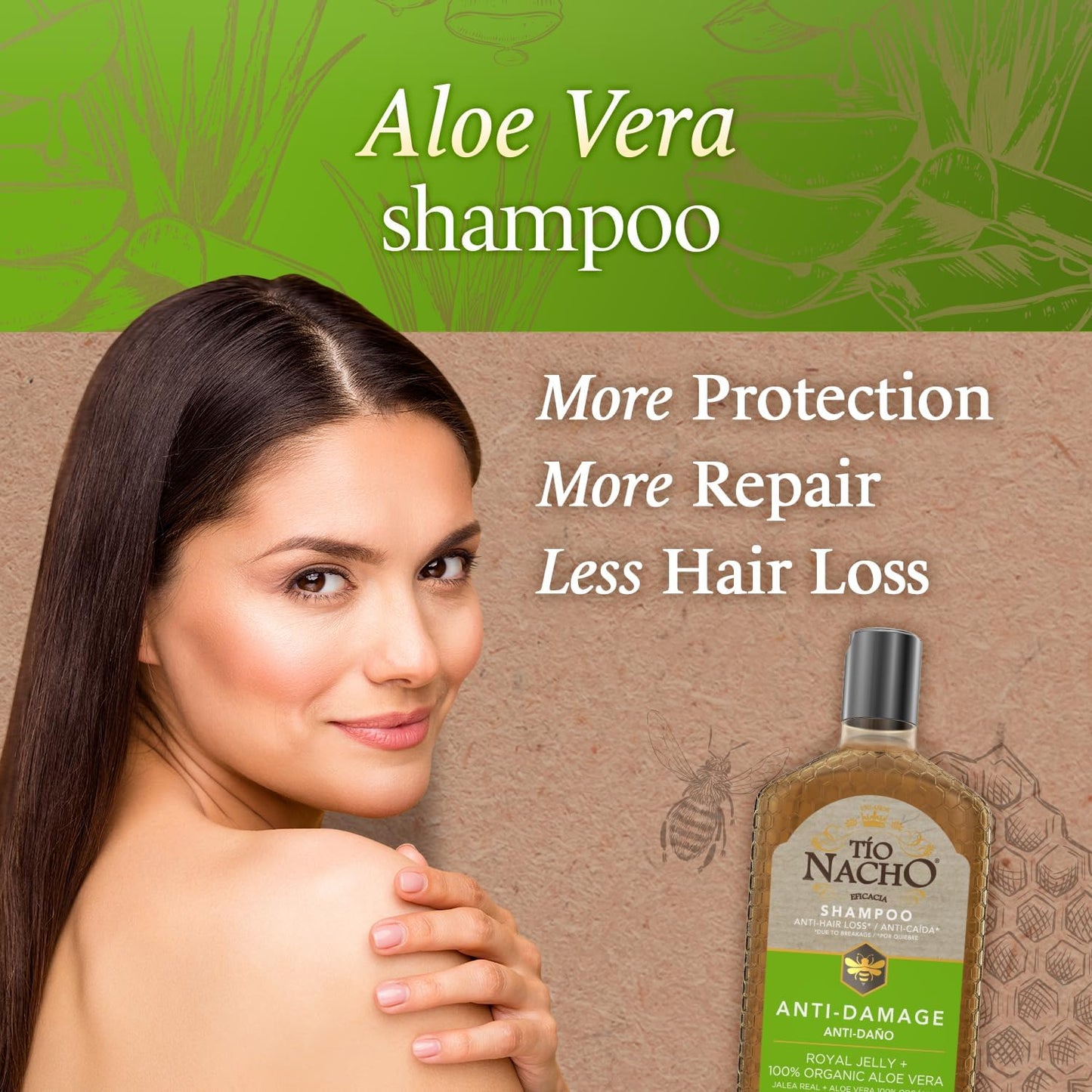 Tio Nacho Aloe Vera Deep Repair Shampoo - Organic Aloe Vera & Royal Jelly for Ultimate Hair Repair, Strength, and Shine - Paraben, Salt & Silicone-Free - 14 Oz
