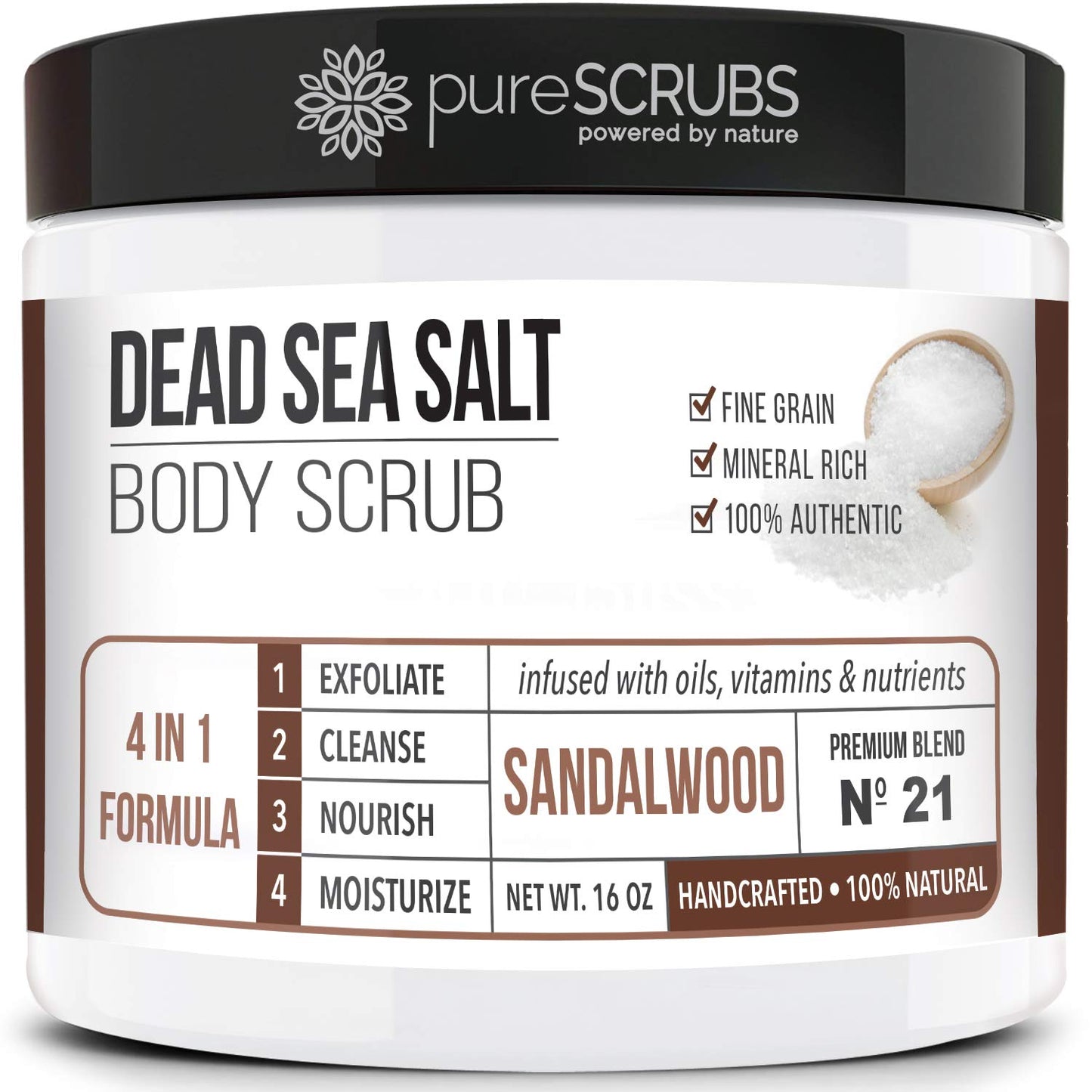 Indulge in Purescrubs Premium Coconut Body Scrub Set - 16oz Dead Sea Salt Scrub with Essential Oils, Includes Wooden Spoon, Loofah & Exfoliating Oatmeal Soap