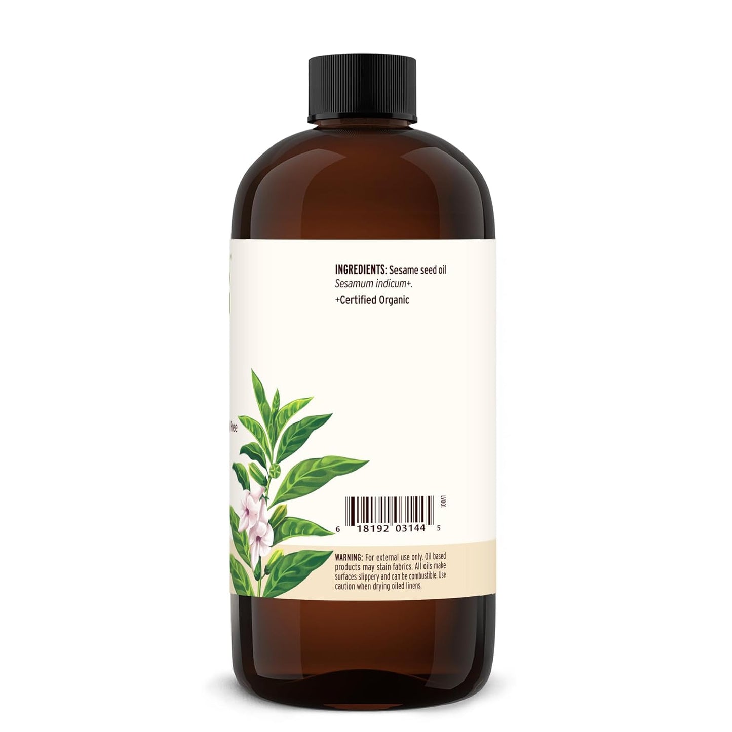 Banyan Botanicals Organic Sesame Oil - Unrefined Ayurvedic Oil for Skin, Hair, Oil Pulling & More - 16oz - Non-GMO, Sustainably Sourced, Vegan