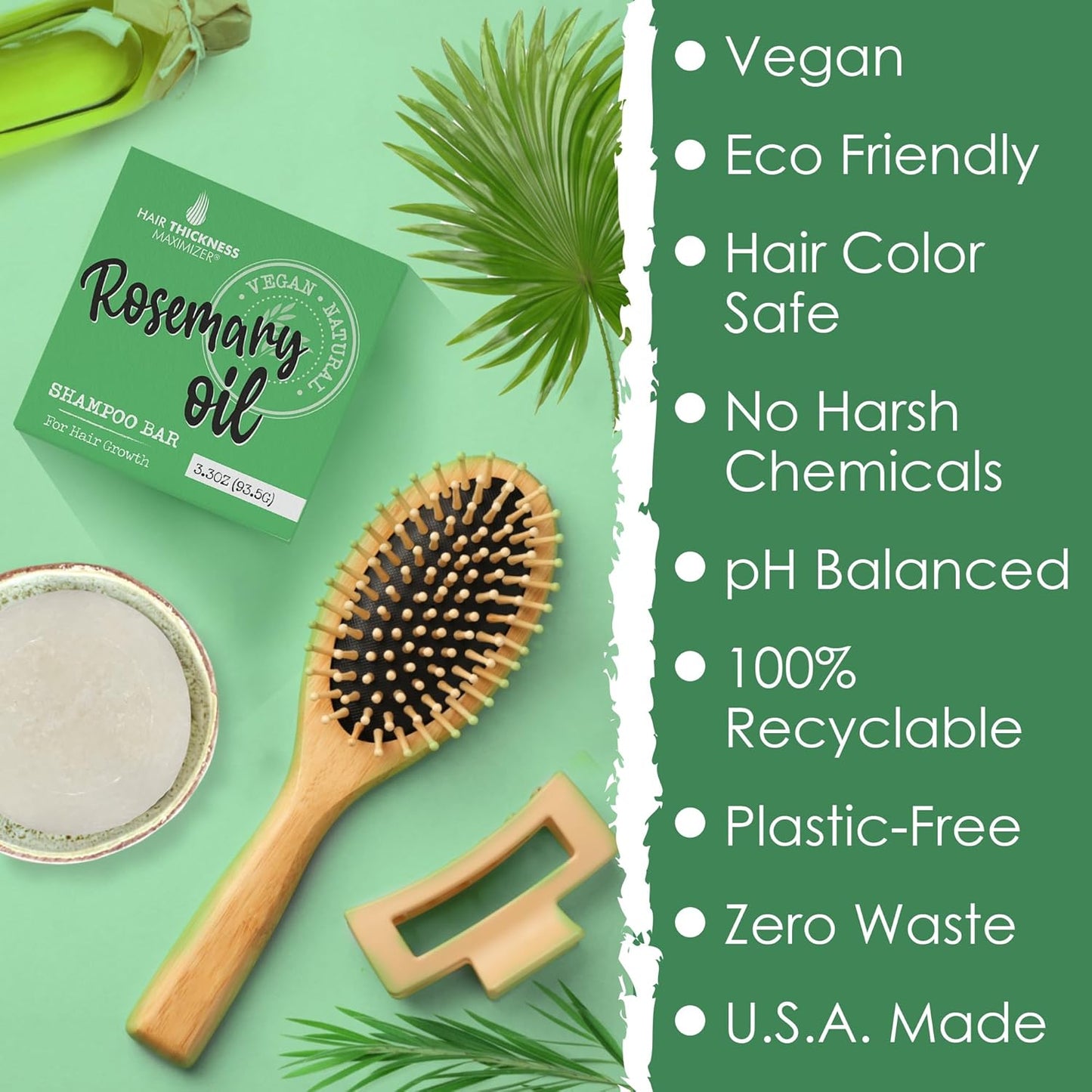 Revitalize Your Hair with Eco-Friendly Rosemary Oil Shampoo Bar - 3x Liquid Bottles, Chemical-Free, Color Safe & Strengthening!