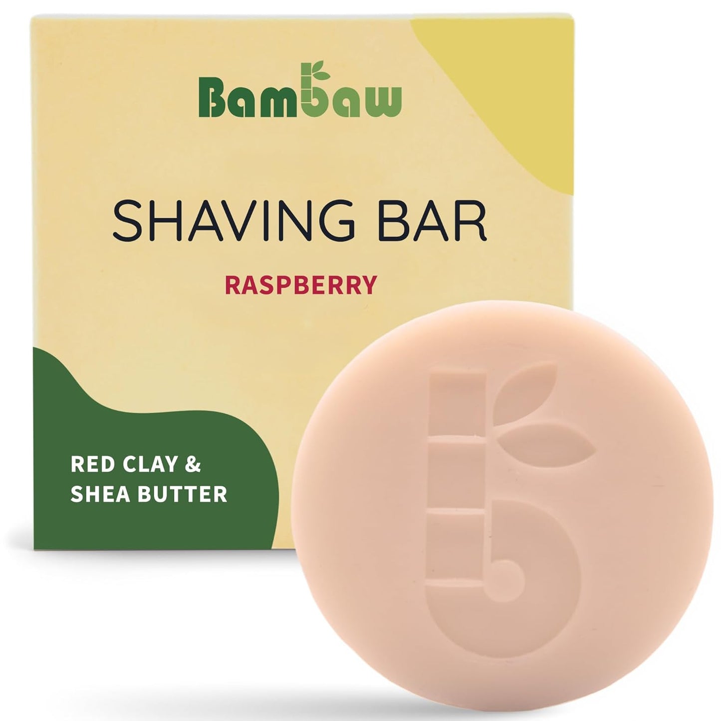 Bambaw Organic Shaving Soap Bar - 2.8 Oz - White Clay & Aloe Vera Formula for Sensitive Skin - Natural, Unscented, Vegan Shaving Soap Puck