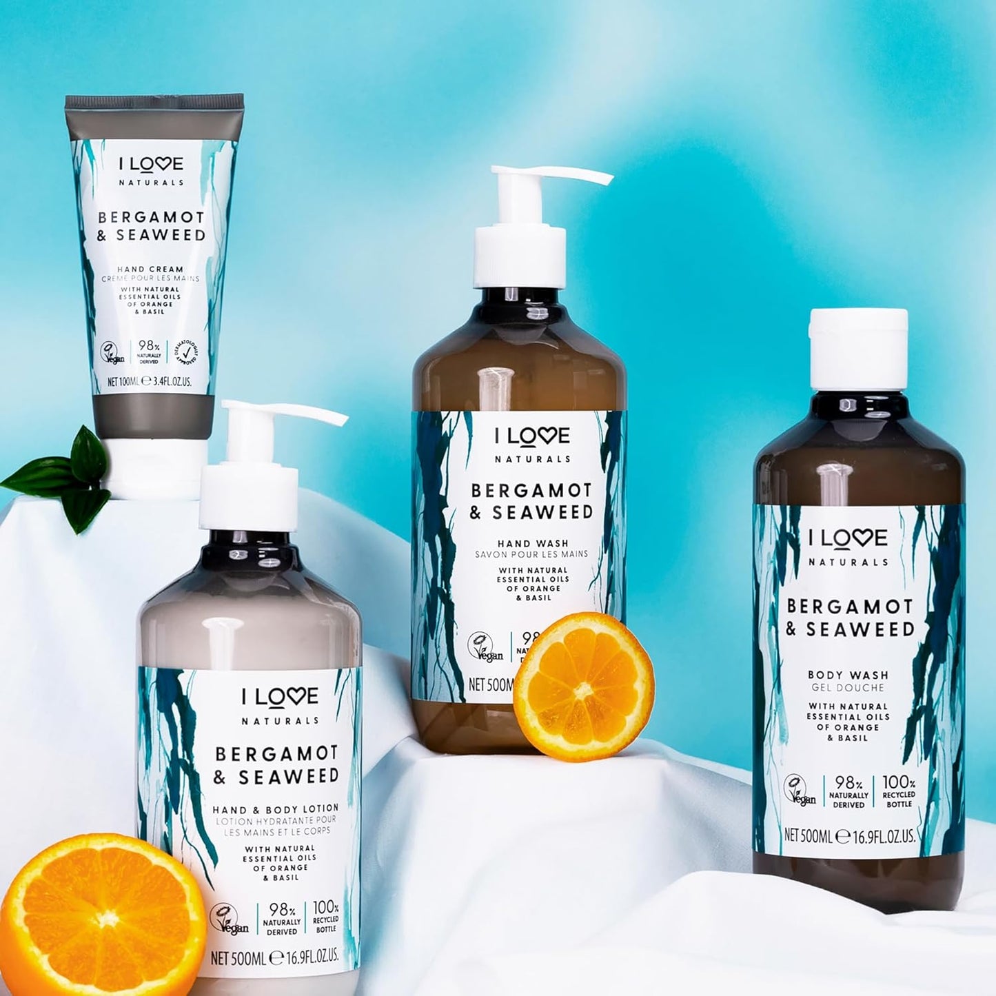 I Love Naturals Moisturizing Hand and Body Lotion with Bergamot & Seaweed - Nourishing Coconut Oil & Shea Butter - 16.9 Oz for Dry Skin