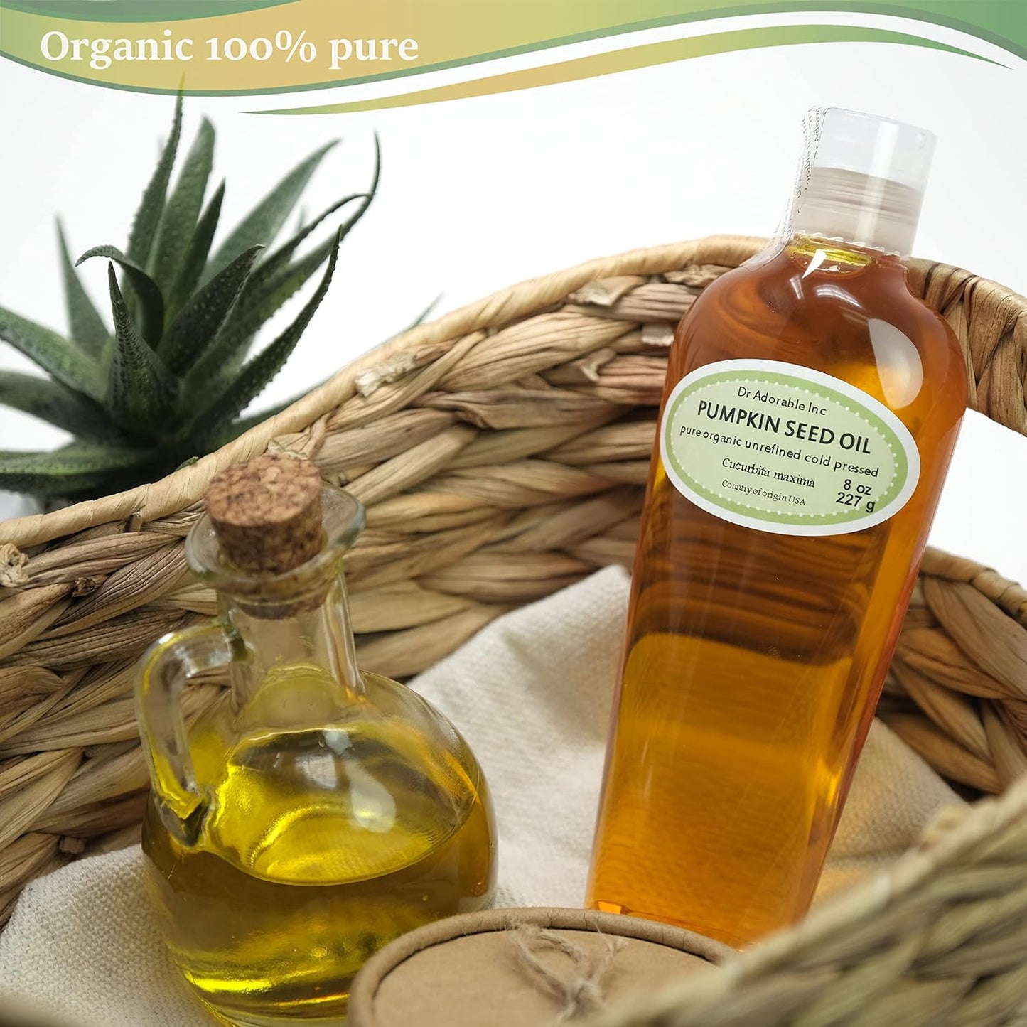 Dr Adorable 100% Pure Organic Cold Pressed Unrefined Pumpkin Seed Oil - 8 Oz Premium Quality