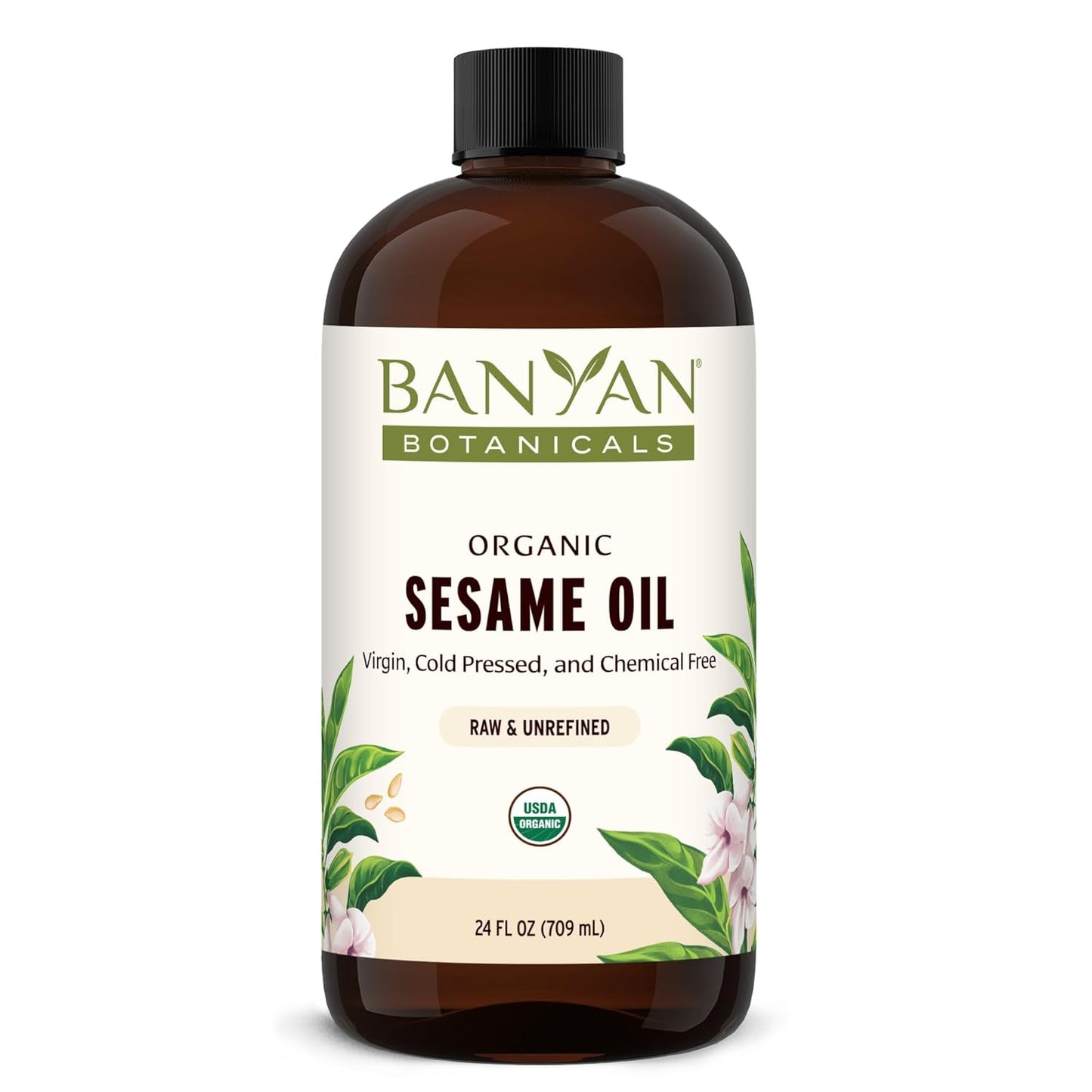 Banyan Botanicals Organic Sesame Oil - Unrefined Ayurvedic Oil for Skin, Hair, Oil Pulling & More - 16oz - Non-GMO, Sustainably Sourced, Vegan