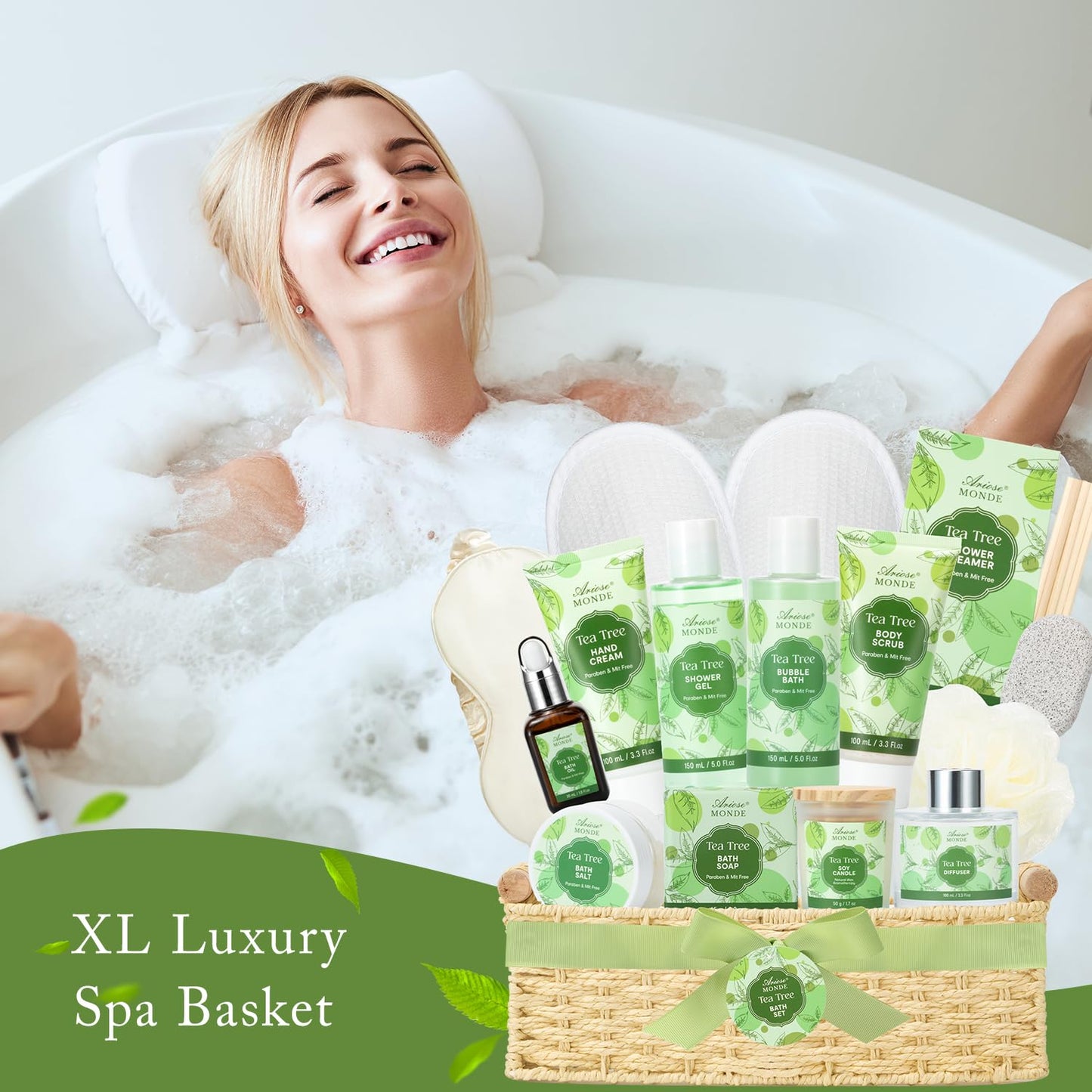 Experience Ultimate Relaxation: Luxurious Tea Tree Spa Gift Basket - The Perfect Self-Care Kit for Women