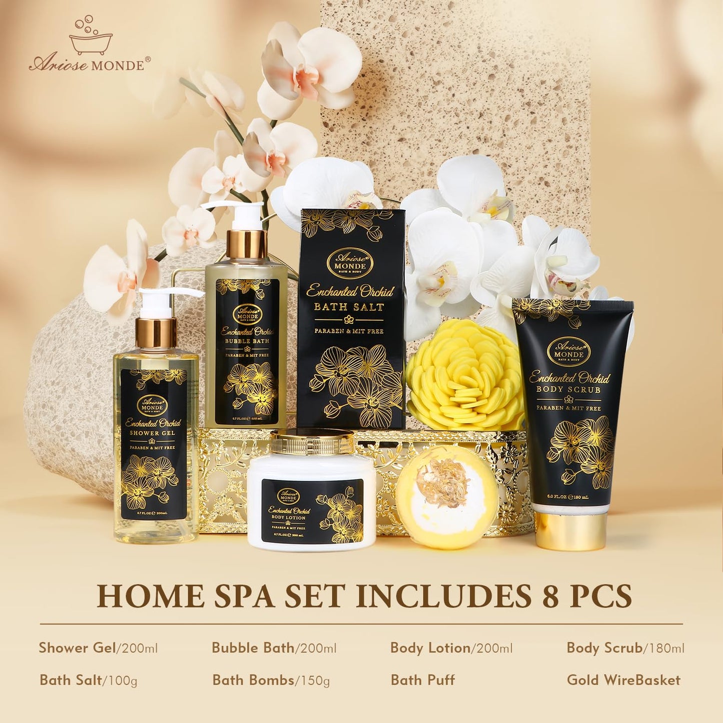 Pamper Her with the Enchanted Orchid Spa Gift Basket - The Ultimate Home Spa Experience for Moms & Women, Featuring Luxurious Bubble Bath, Body Lotion, Bath Bombs & Salts for a Perfect Birthday Surprise