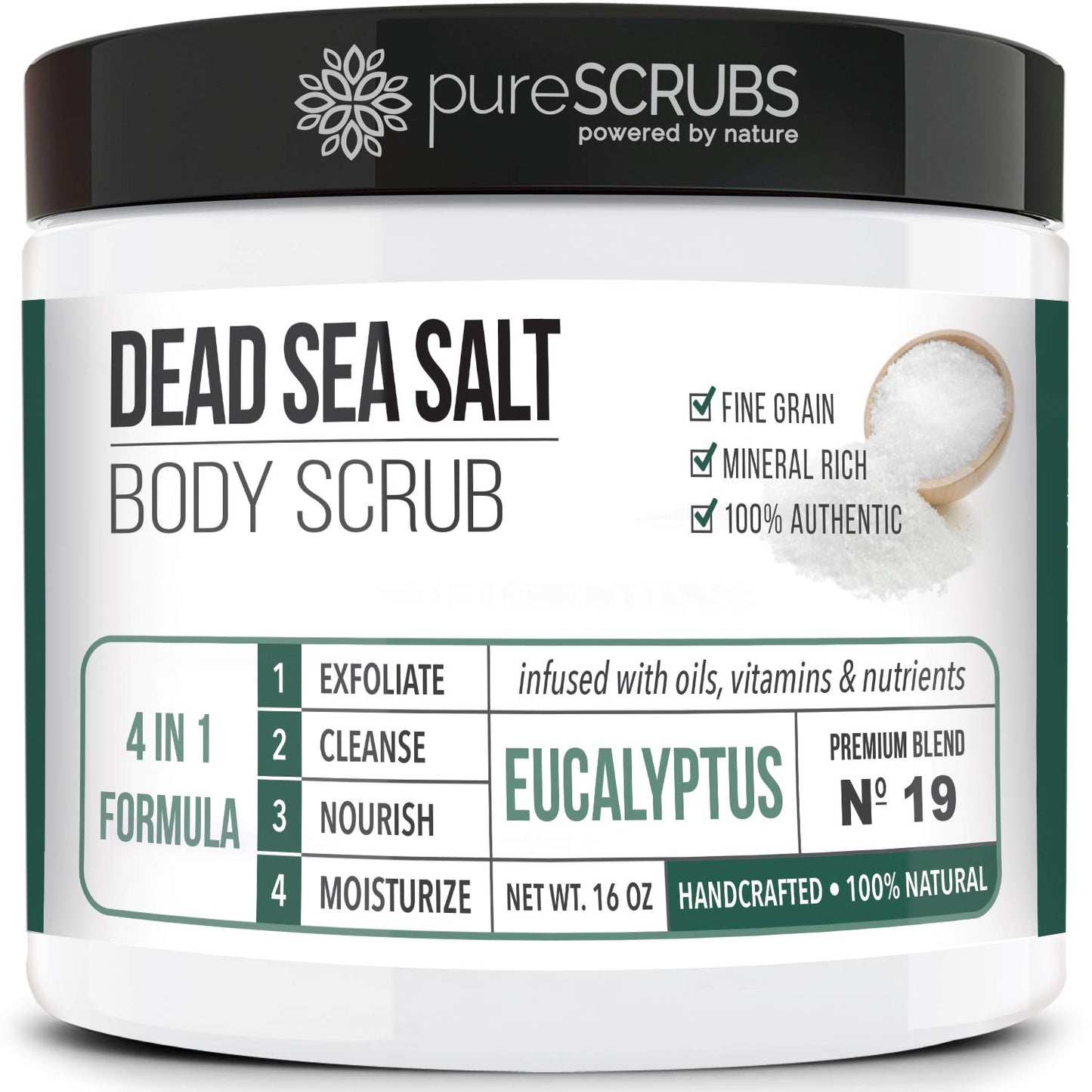 Indulge in Purescrubs Premium Coconut Body Scrub Set - 16oz Dead Sea Salt Scrub with Essential Oils, Includes Wooden Spoon, Loofah & Exfoliating Oatmeal Soap