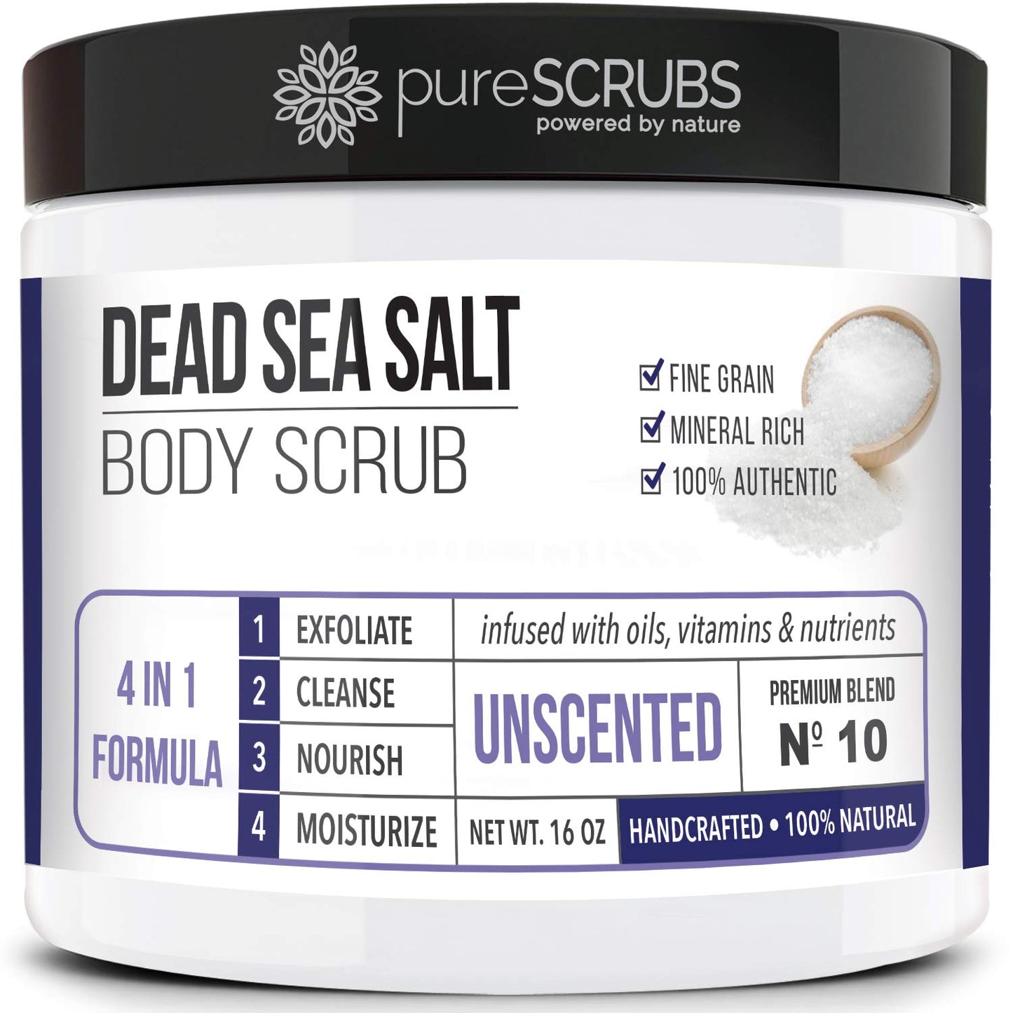 Indulge in Purescrubs Premium Coconut Body Scrub Set - 16oz Dead Sea Salt Scrub with Essential Oils, Includes Wooden Spoon, Loofah & Exfoliating Oatmeal Soap