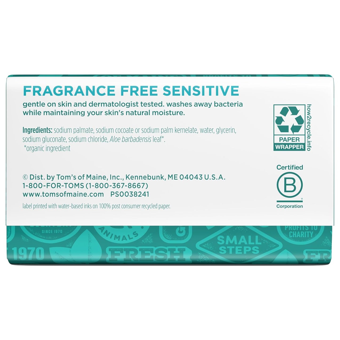 Tom's of Maine Fragrance-Free Natural Beauty Bar Soap for Sensitive Skin - 6 Pack (5 Oz Each)