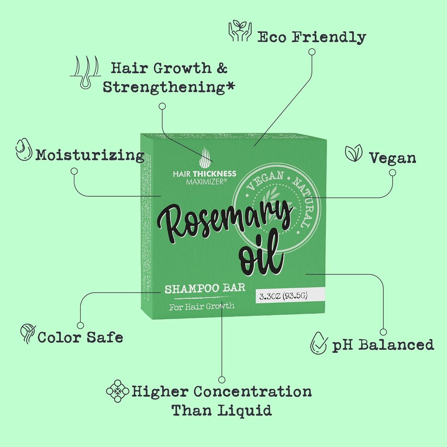 Revitalize Your Hair with Eco-Friendly Rosemary Oil Shampoo Bar - 3x Liquid Bottles, Chemical-Free, Color Safe & Strengthening!