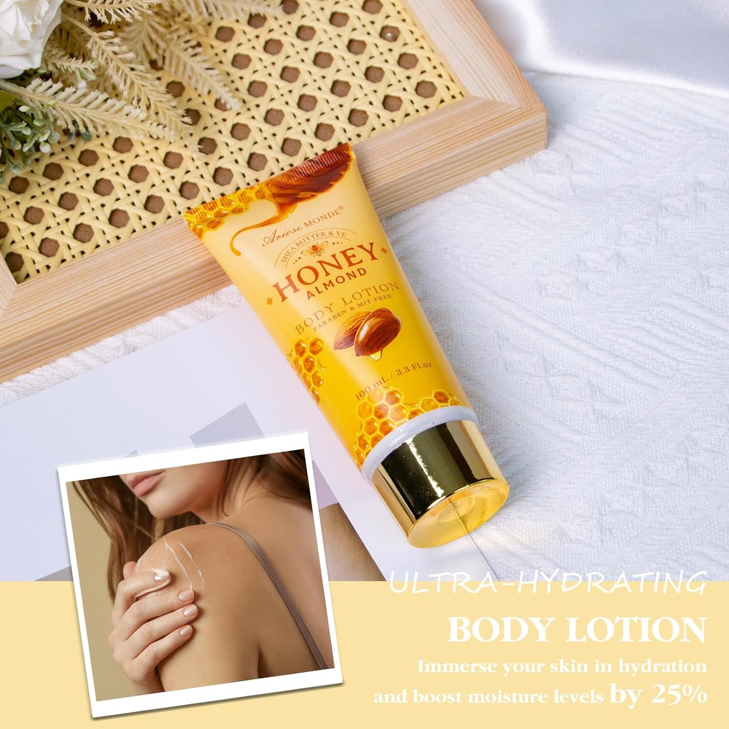 Indulge in Relaxation: 8-Piece Honey Almond Spa Gift Basket for Women - Perfect Birthday, Christmas, or Thank You Gift!