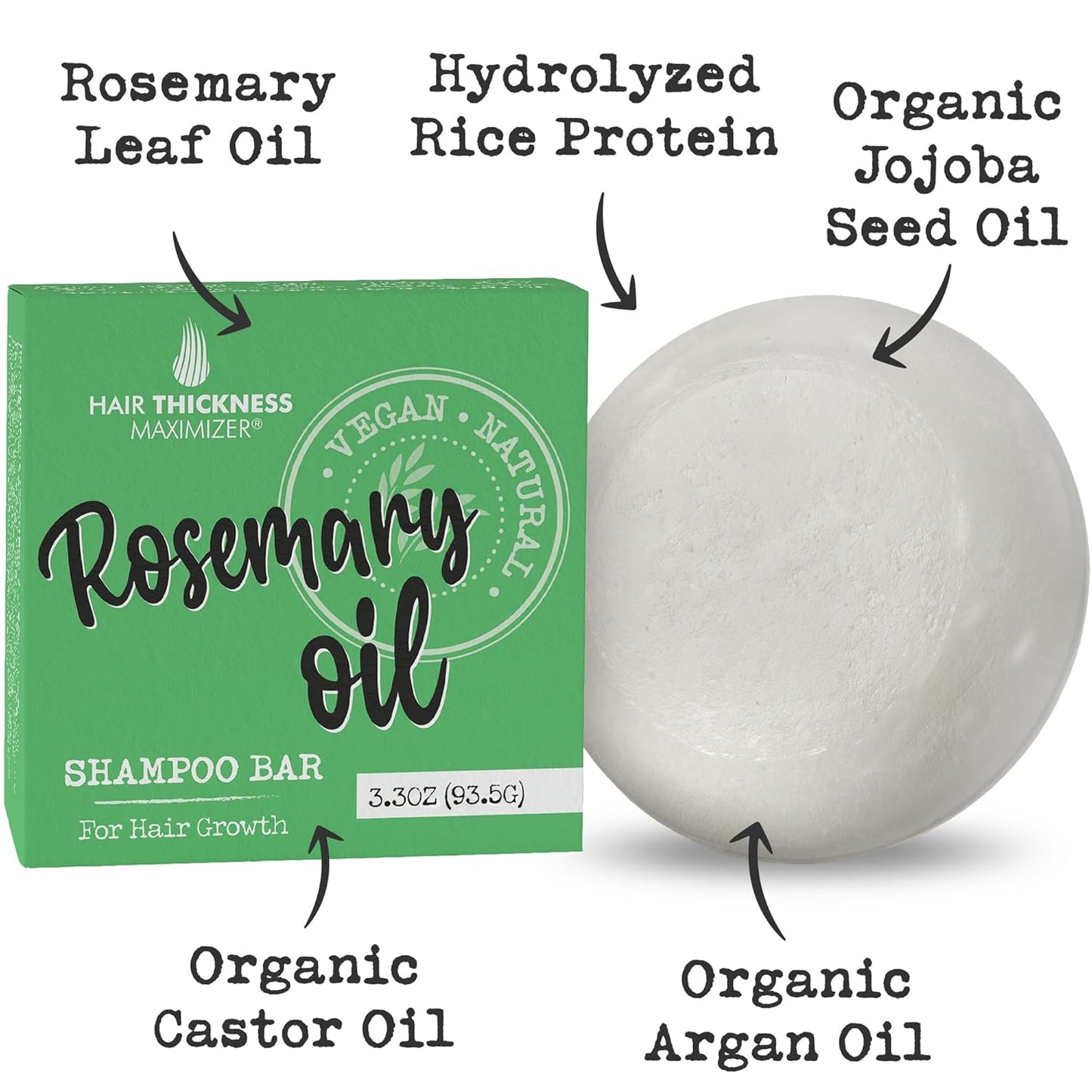 Revitalize Your Hair with Eco-Friendly Rosemary Oil Shampoo Bar - 3x Liquid Bottles, Chemical-Free, Color Safe & Strengthening!