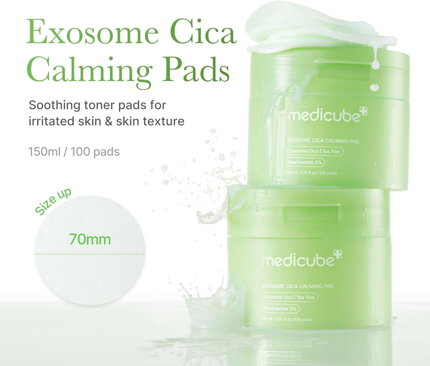 Revitalize Your Skin with Medicube Exosome CICA Tea Tree Calming Toner Pads - 100 Soothing & Hydrating Pads for Sensitive Skin, Vegan Korean Skincare!