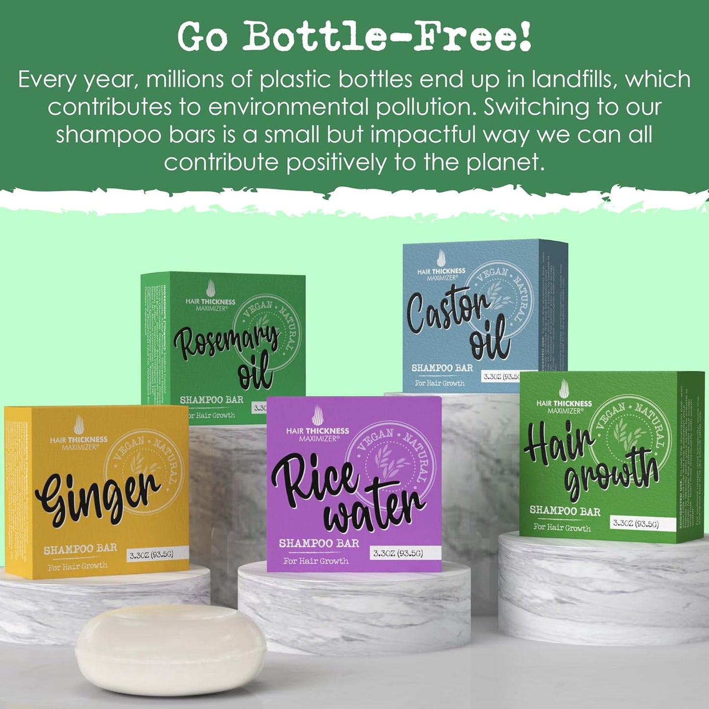Revitalize Your Hair with Eco-Friendly Rosemary Oil Shampoo Bar - 3x Liquid Bottles, Chemical-Free, Color Safe & Strengthening!