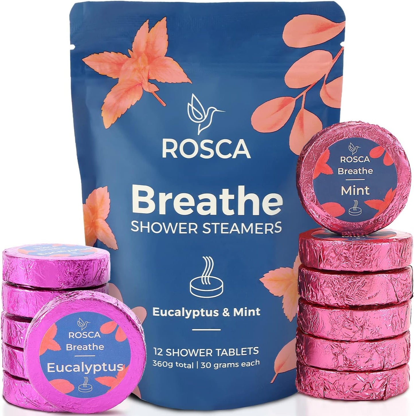 Eucalyptus & Mint Aromatherapy Shower Steamers - 12 Stress Relief Fizzies with Essential Oils - Perfect Relaxation Gifts for Mother's Day & Birthdays for Him and Her