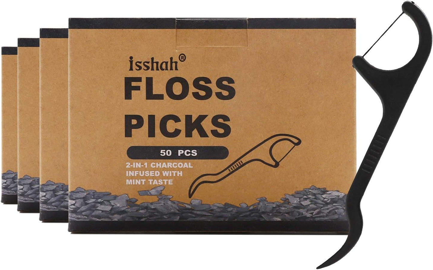 Eco-Friendly Natural Dental Floss Picks - 200 Count - PETA Approved, Vegan, Mint Flavor by Isshah