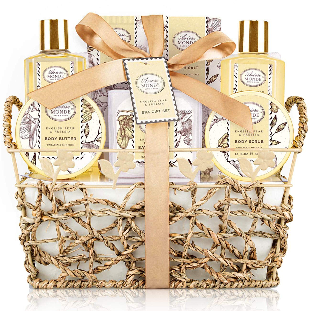 Indulge in Relaxation: 8-Piece Honey Almond Spa Gift Basket for Women - Perfect Birthday, Christmas, or Thank You Gift!