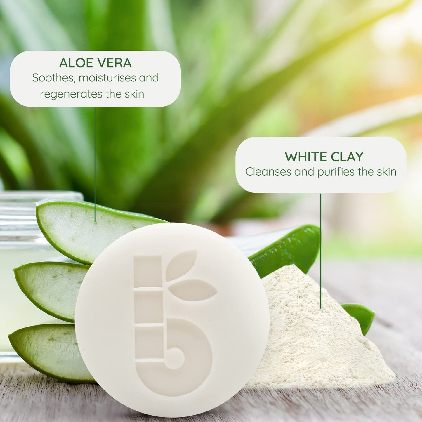 Bambaw Organic Shaving Soap Bar - 2.8 Oz - White Clay & Aloe Vera Formula for Sensitive Skin - Natural, Unscented, Vegan Shaving Soap Puck