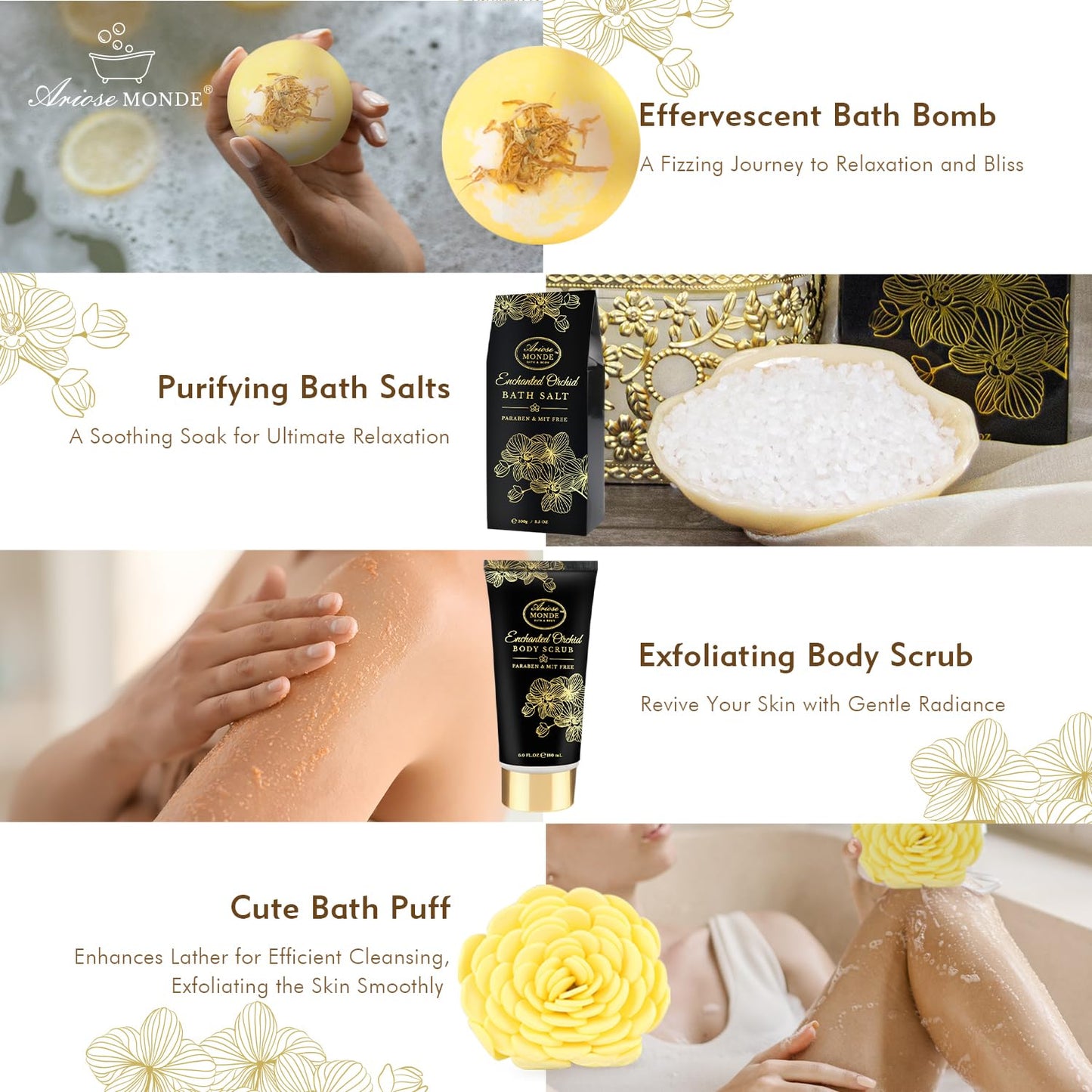 Pamper Her with the Enchanted Orchid Spa Gift Basket - The Ultimate Home Spa Experience for Moms & Women, Featuring Luxurious Bubble Bath, Body Lotion, Bath Bombs & Salts for a Perfect Birthday Surprise