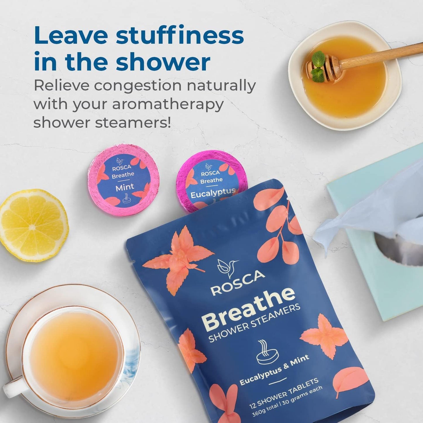 Eucalyptus & Mint Aromatherapy Shower Steamers - 12 Stress Relief Fizzies with Essential Oils - Perfect Relaxation Gifts for Mother's Day & Birthdays for Him and Her