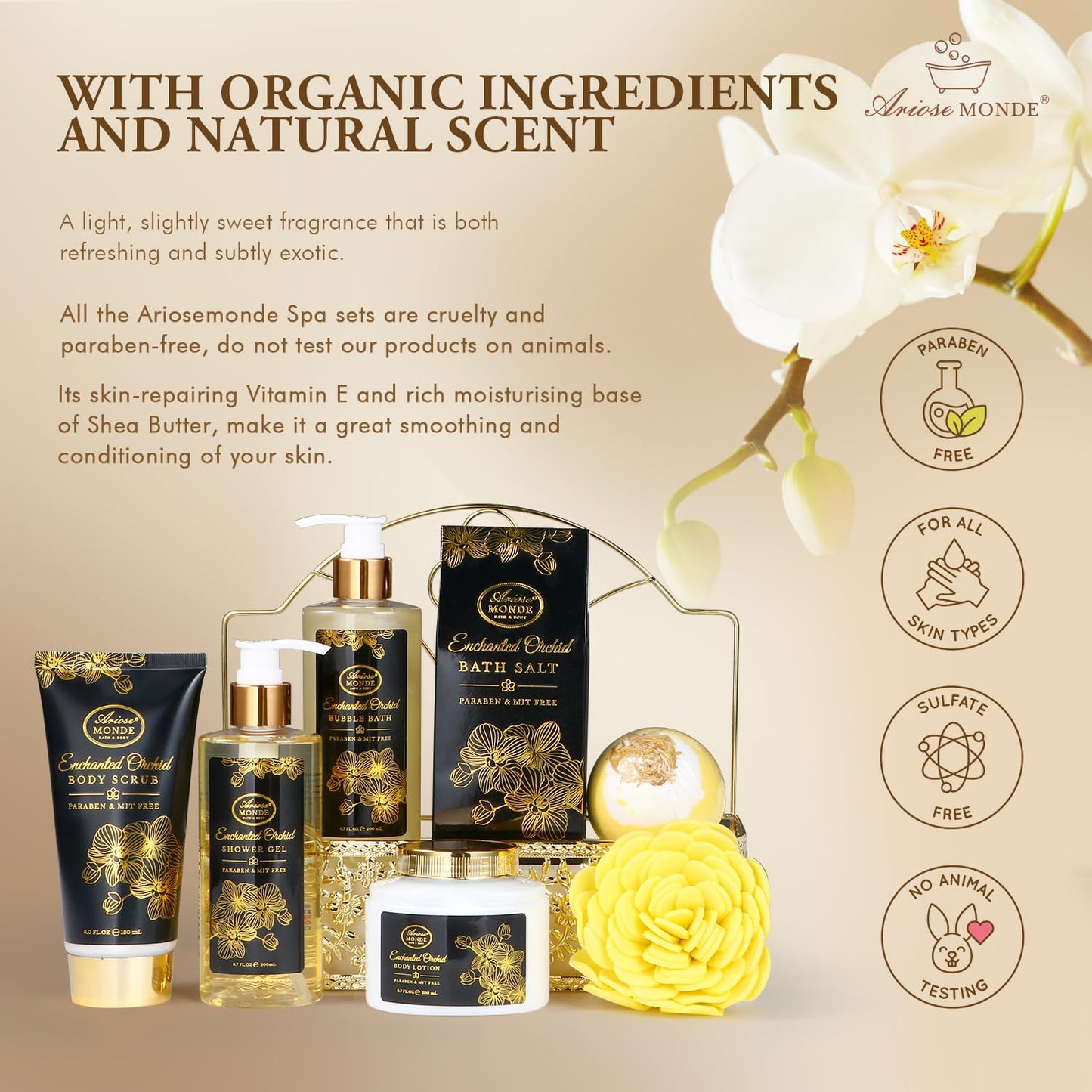 Pamper Her with the Enchanted Orchid Spa Gift Basket - The Ultimate Home Spa Experience for Moms & Women, Featuring Luxurious Bubble Bath, Body Lotion, Bath Bombs & Salts for a Perfect Birthday Surprise