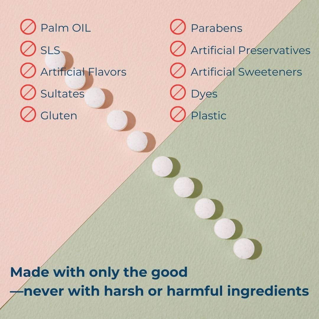 Smile More Toothpaste Tablets - Vegan, Fluoride-Enriched, Enamel Strengthening, Zero Waste, Cool Mint Flavor, 248 Tablets for 4-Month Supply, Travel-Friendly Paper Refill