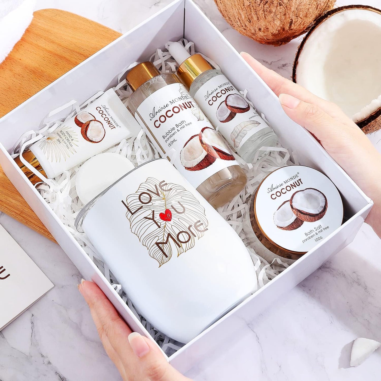 Indulge in Relaxation: 8-Piece Honey Almond Spa Gift Basket for Women - Perfect Birthday, Christmas, or Thank You Gift!