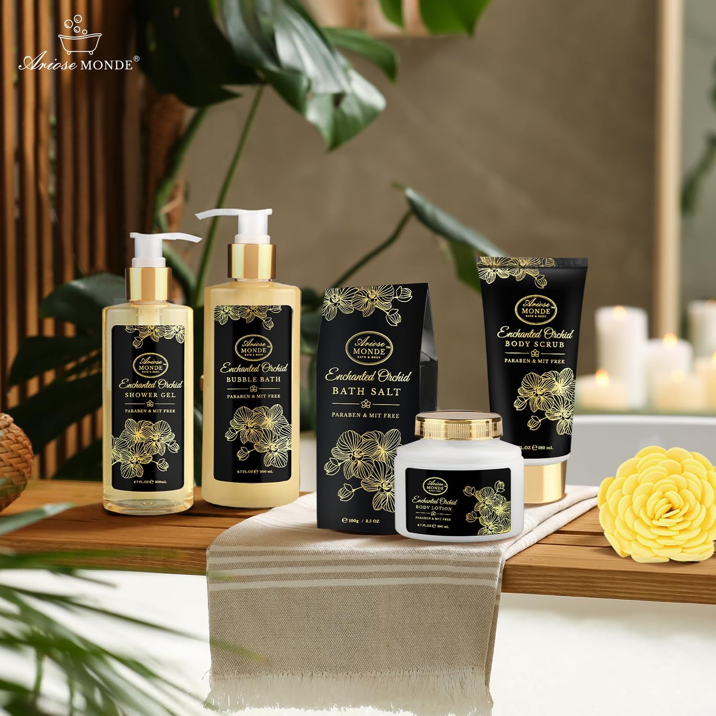 Pamper Her with the Enchanted Orchid Spa Gift Basket - The Ultimate Home Spa Experience for Moms & Women, Featuring Luxurious Bubble Bath, Body Lotion, Bath Bombs & Salts for a Perfect Birthday Surprise
