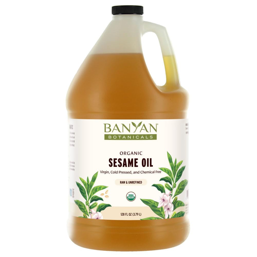Banyan Botanicals Organic Sesame Oil - Unrefined Ayurvedic Oil for Skin, Hair, Oil Pulling & More - 16oz - Non-GMO, Sustainably Sourced, Vegan