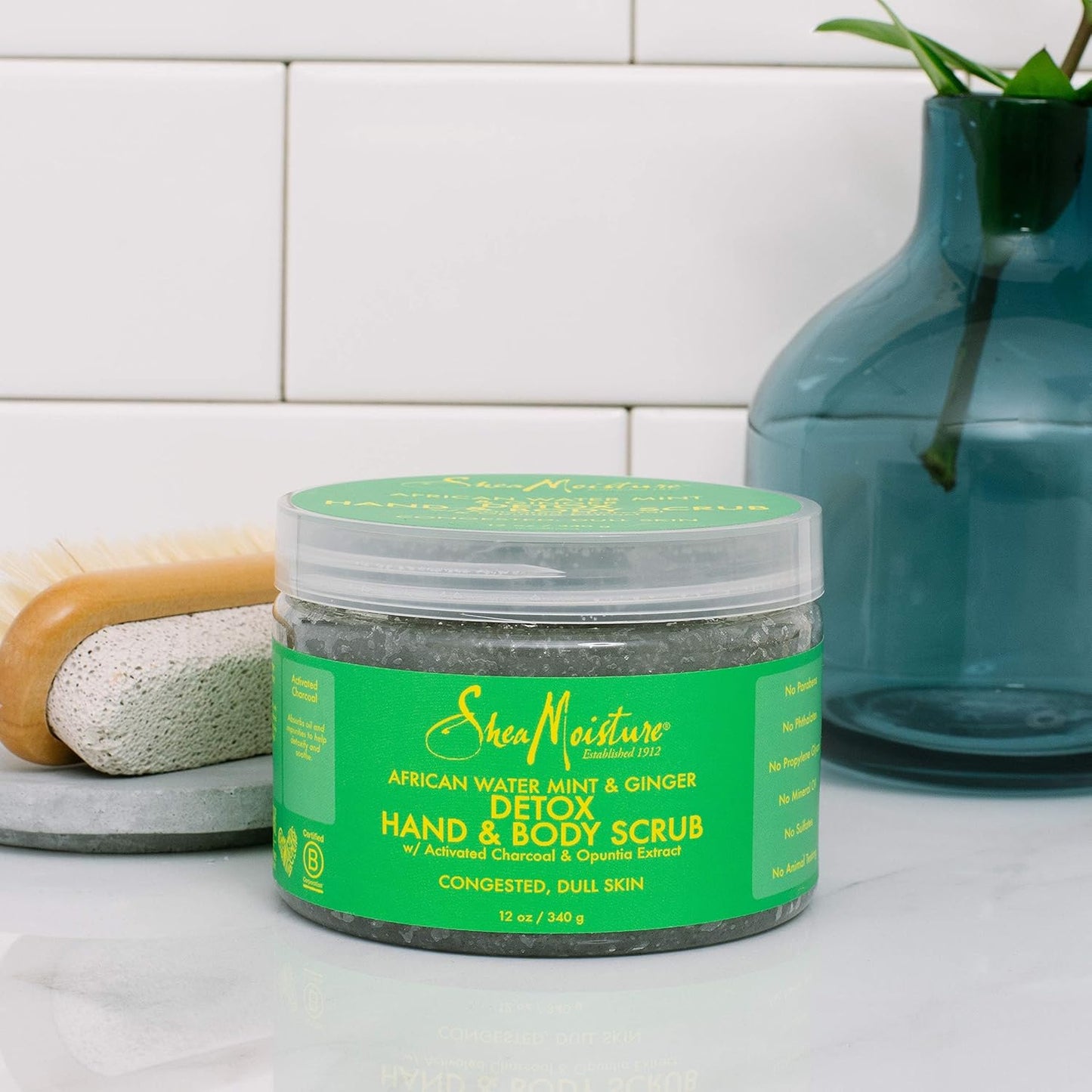 SheaMoisture African Wild Water Mint Detox & Stimulate Hand & Body Scrub - 12 oz for Refreshing Exfoliation