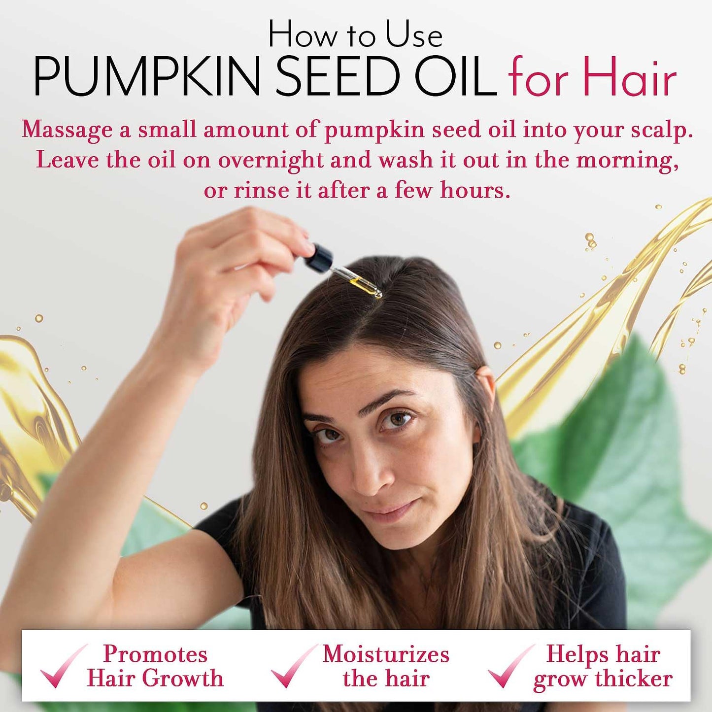 Leven Rose 100% Pure Pumpkin Seed Oil - 2 Oz for Hair Growth, Skin & Nails - Natural Moisturizer for Scalp & Dry Skin