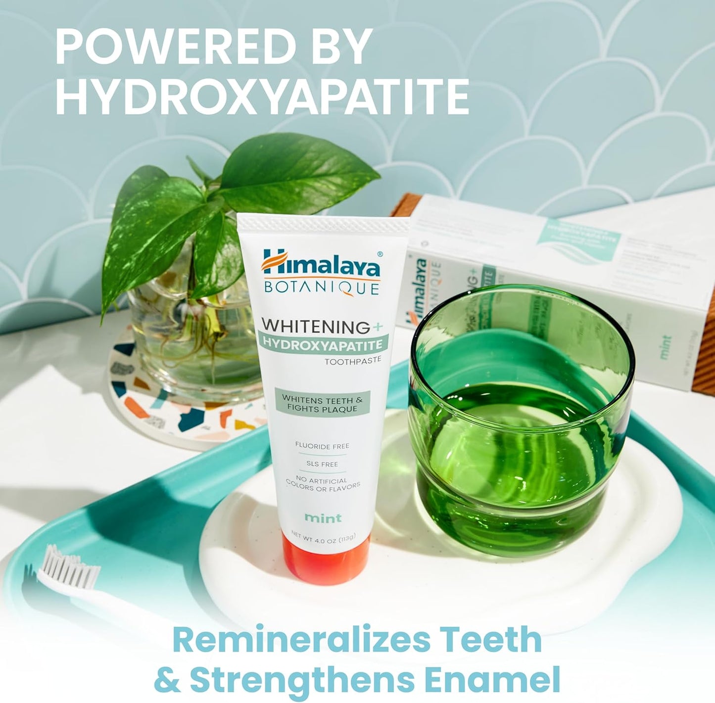 Himalaya Botanique Whitening Toothpaste with Nano Hydroxyapatite - Mint Flavor for Sensitive Teeth, Vegan & Gluten-Free, 4 Oz