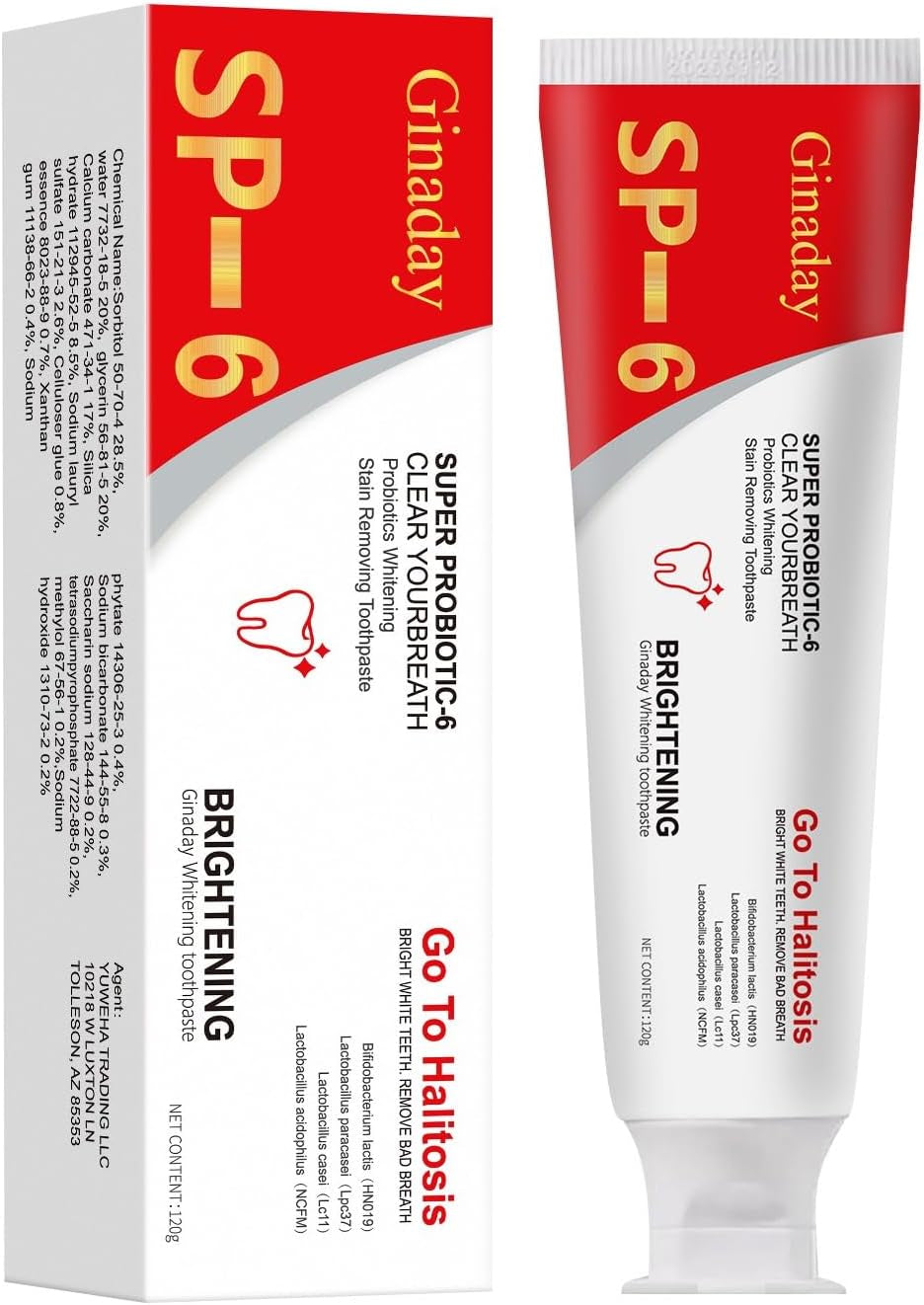 SP-6 Ultra Whitening Toothpaste - Deep Cleaning with Probiotic Balance for Fresh Breath (1 Pcs)