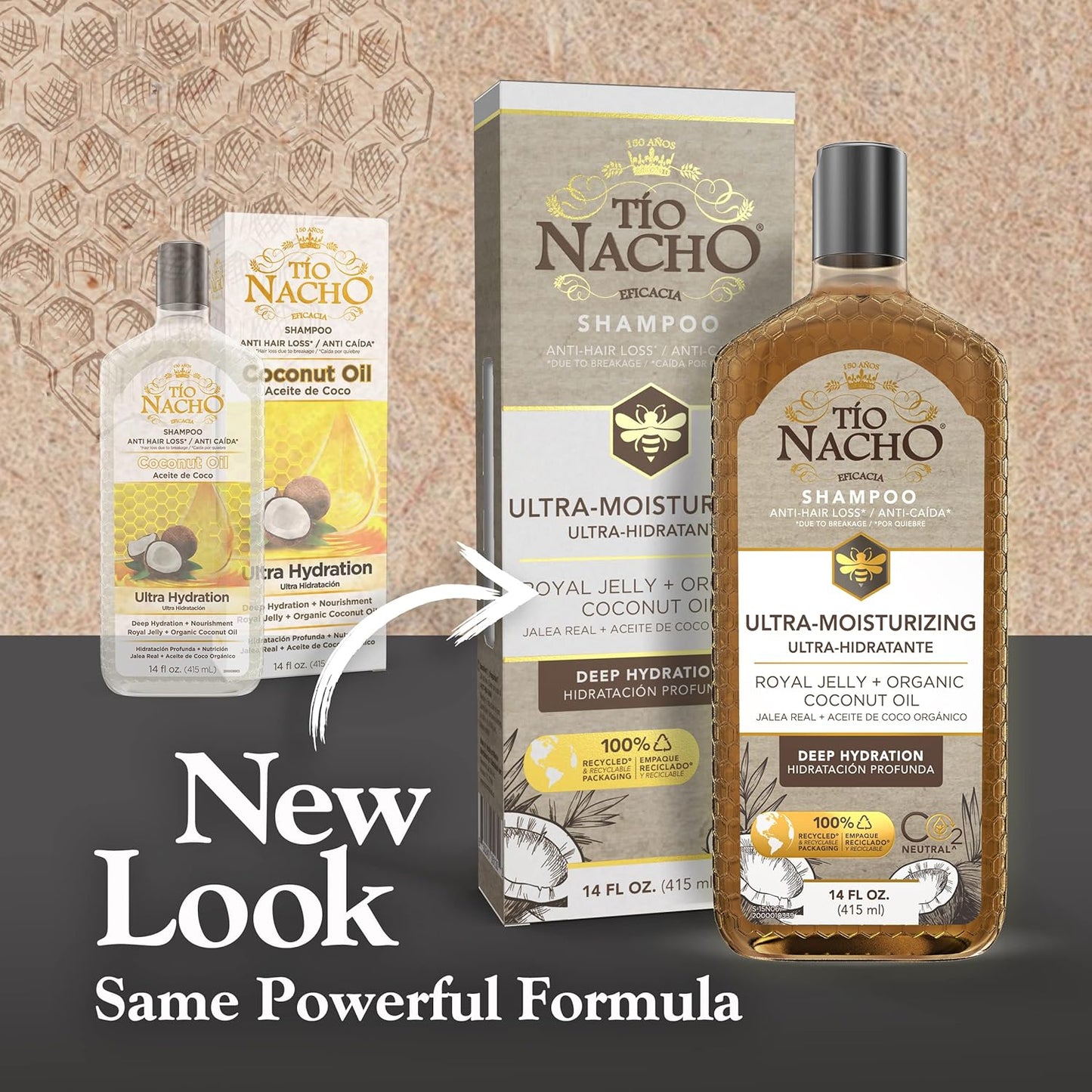 Tio Nacho Ultra Hydration Shampoo - Coconut Oil & Royal Jelly Formula for Deep Moisture, Frizz Control, and Damage Repair - 14 fl oz