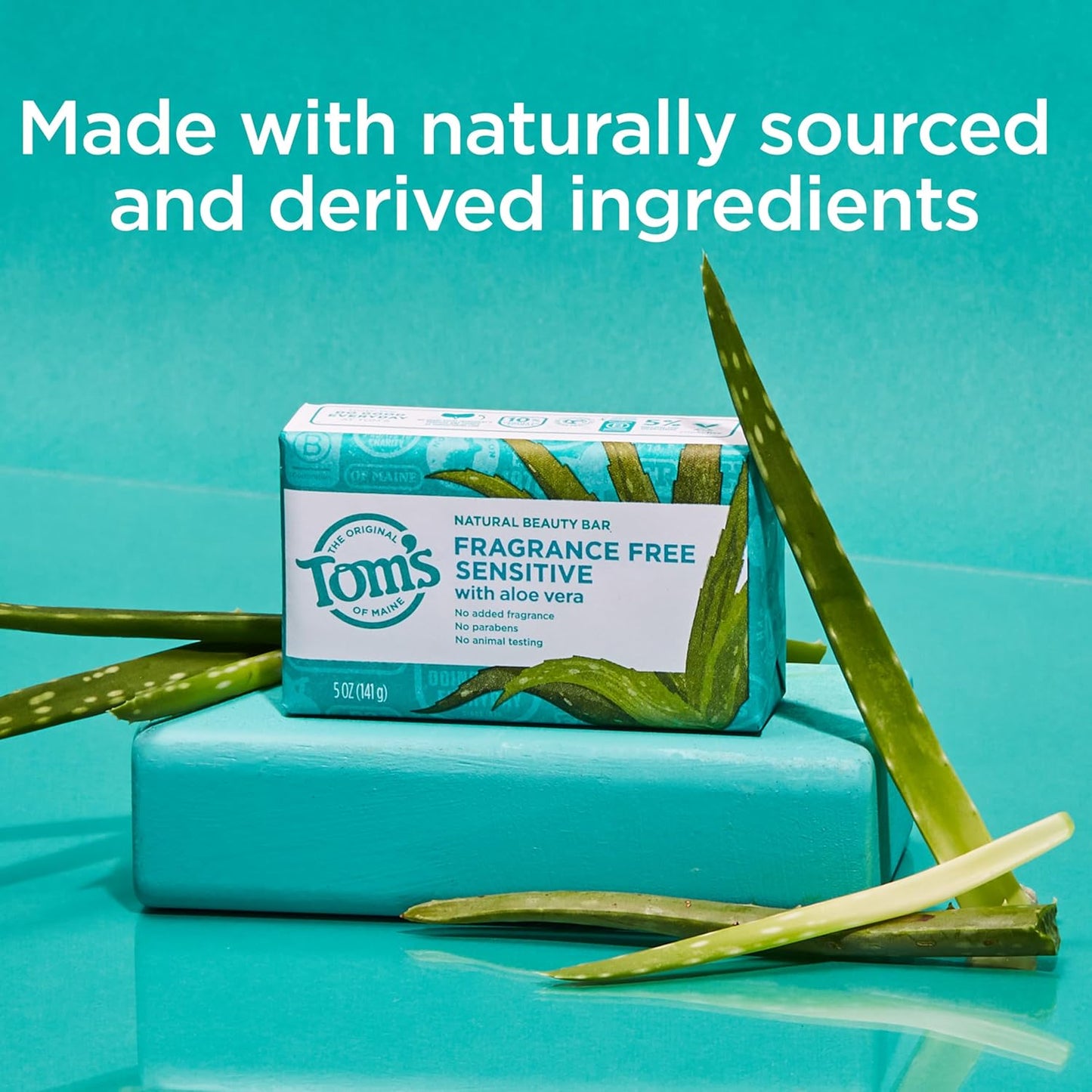 Tom's of Maine Fragrance-Free Natural Beauty Bar Soap for Sensitive Skin - 6 Pack (5 Oz Each)